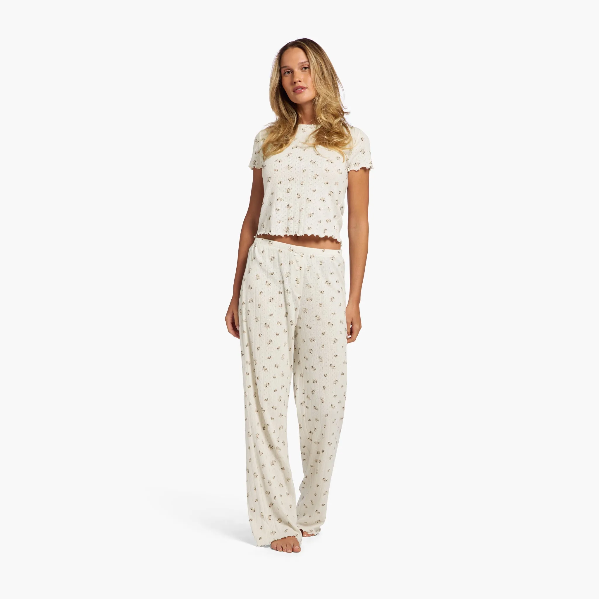 Pointelle Pajama Pant Set | Ditsy Pearl sold by nuuds product image thumbnail 2