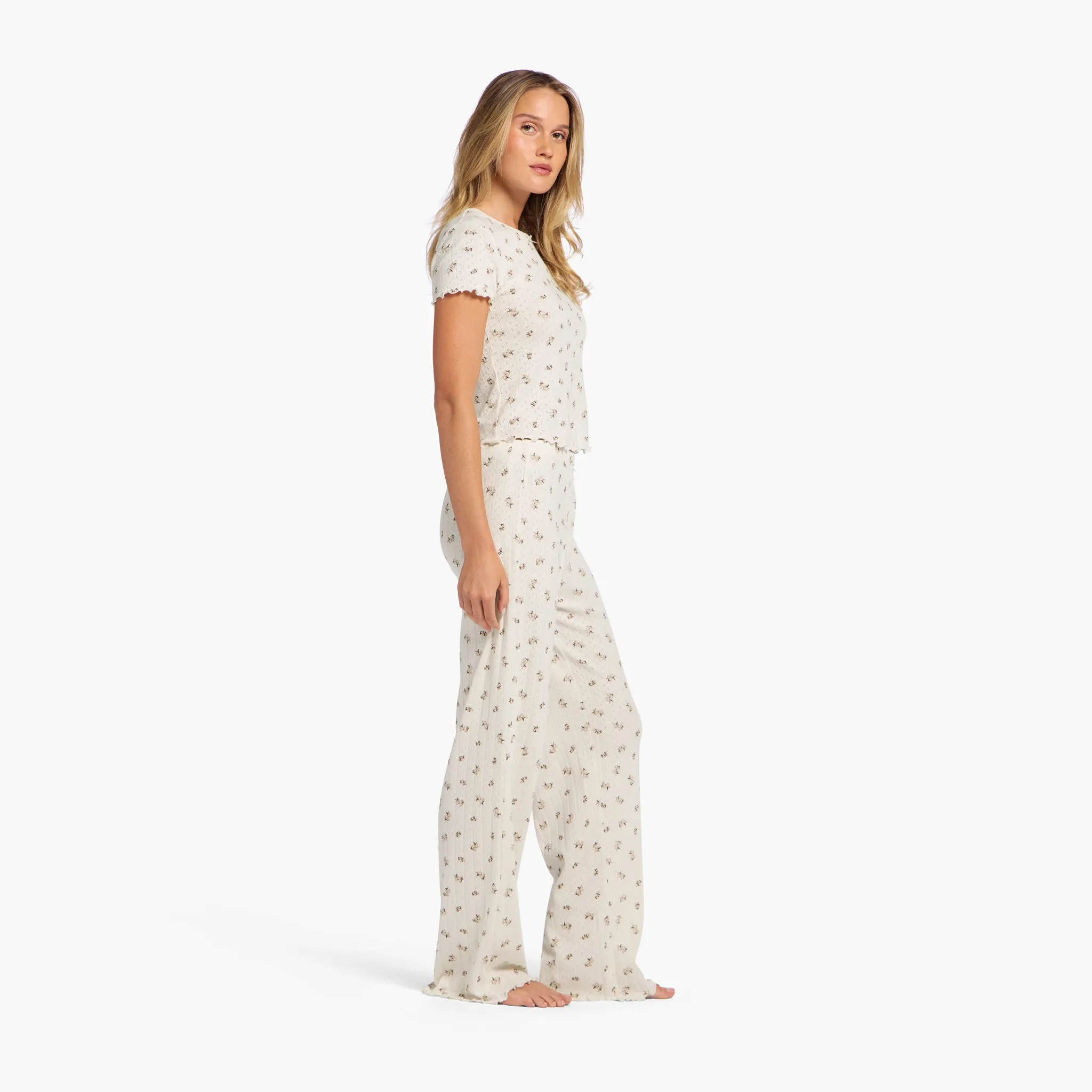 Pointelle Pajama Pant Set | Ditsy Pearl sold by nuuds product image thumbnail 3