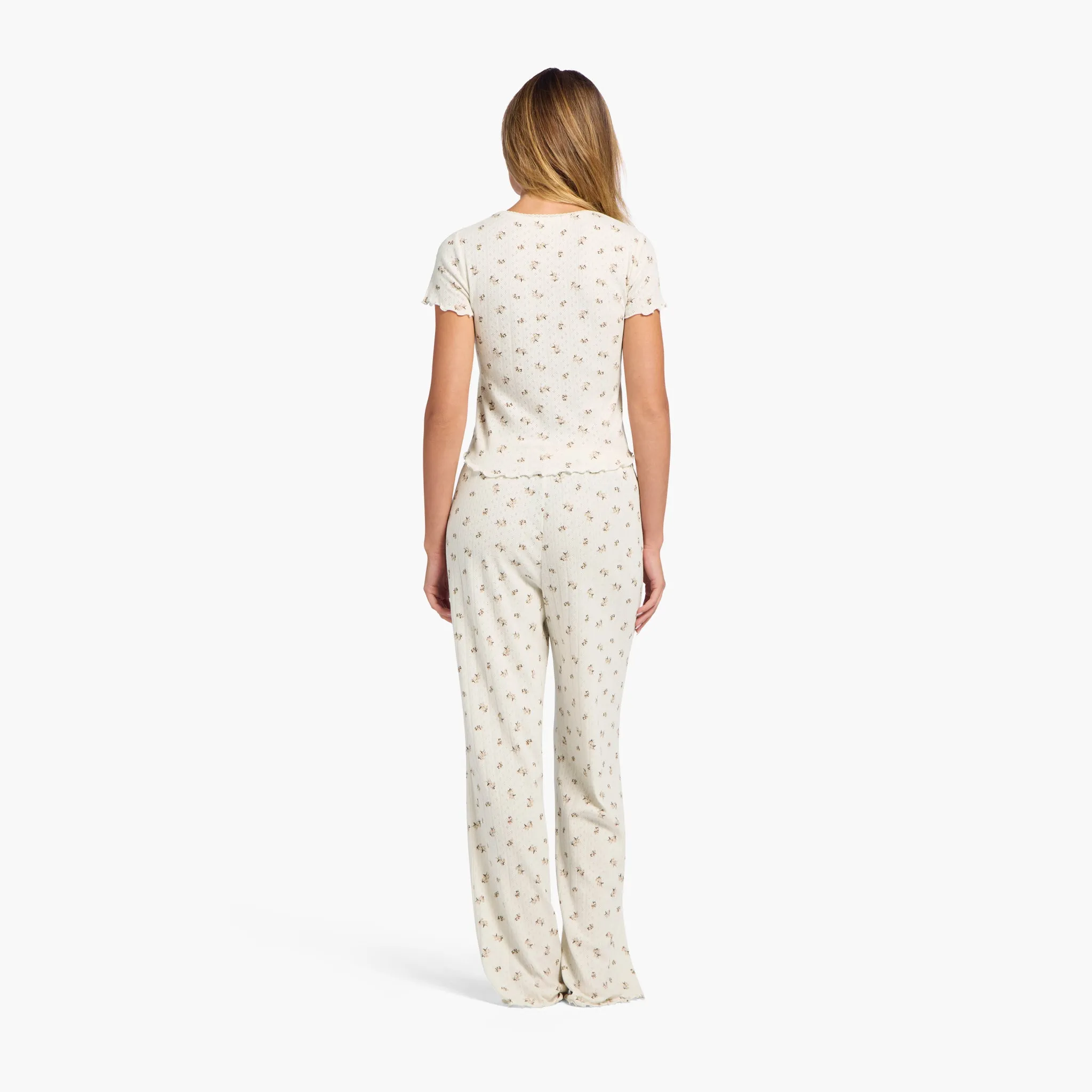 Pointelle Pajama Pant Set | Ditsy Pearl sold by nuuds product image thumbnail 4