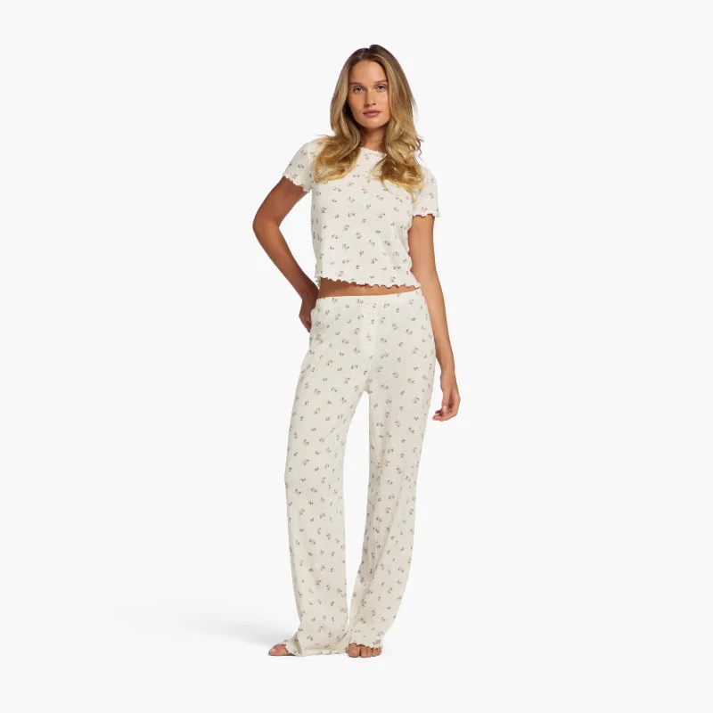 Pointelle Pajama Pant Set | Ditsy Pearl sold by nuuds