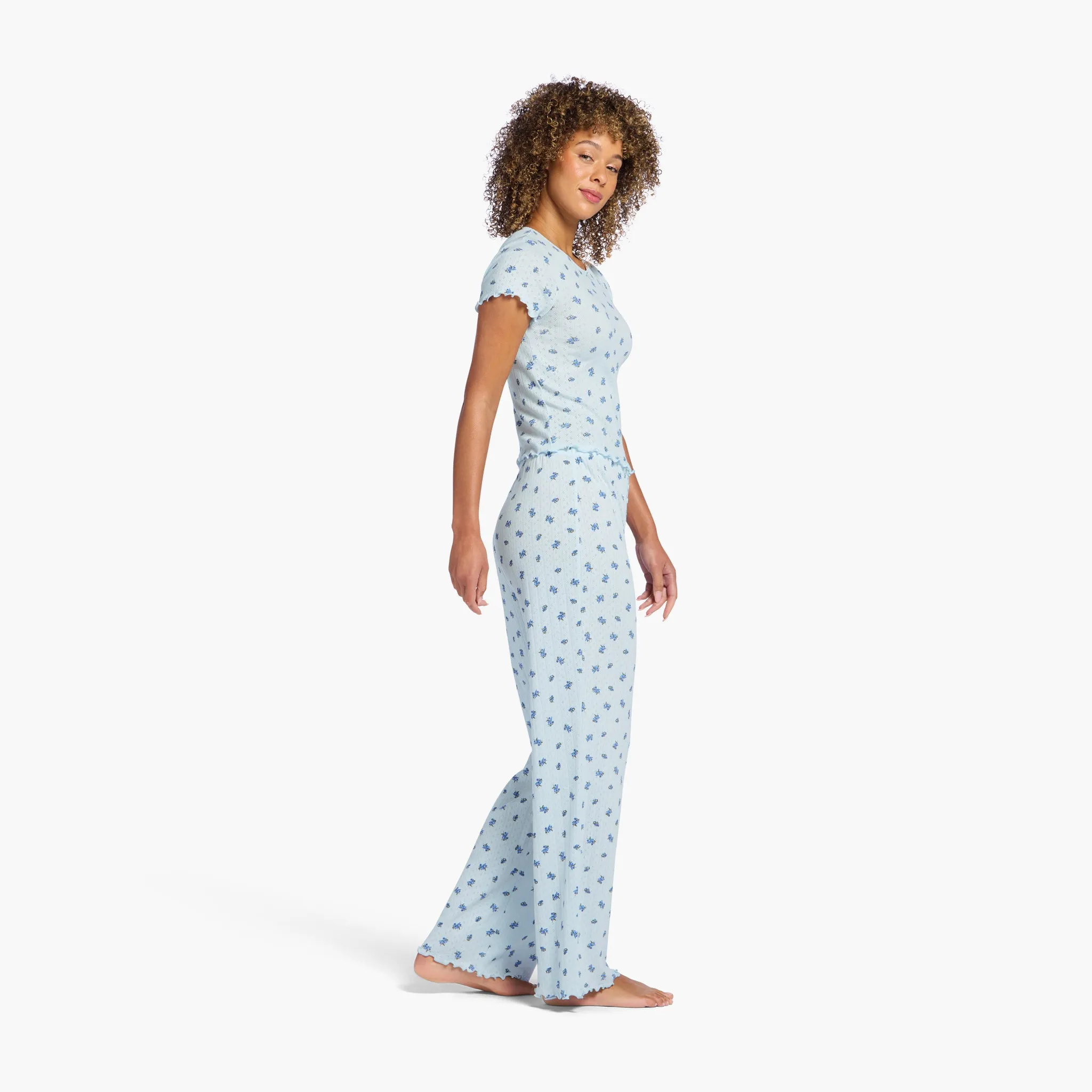 Pointelle Pajama Pant Set | Ditsy Blue sold by nuuds product image thumbnail 3