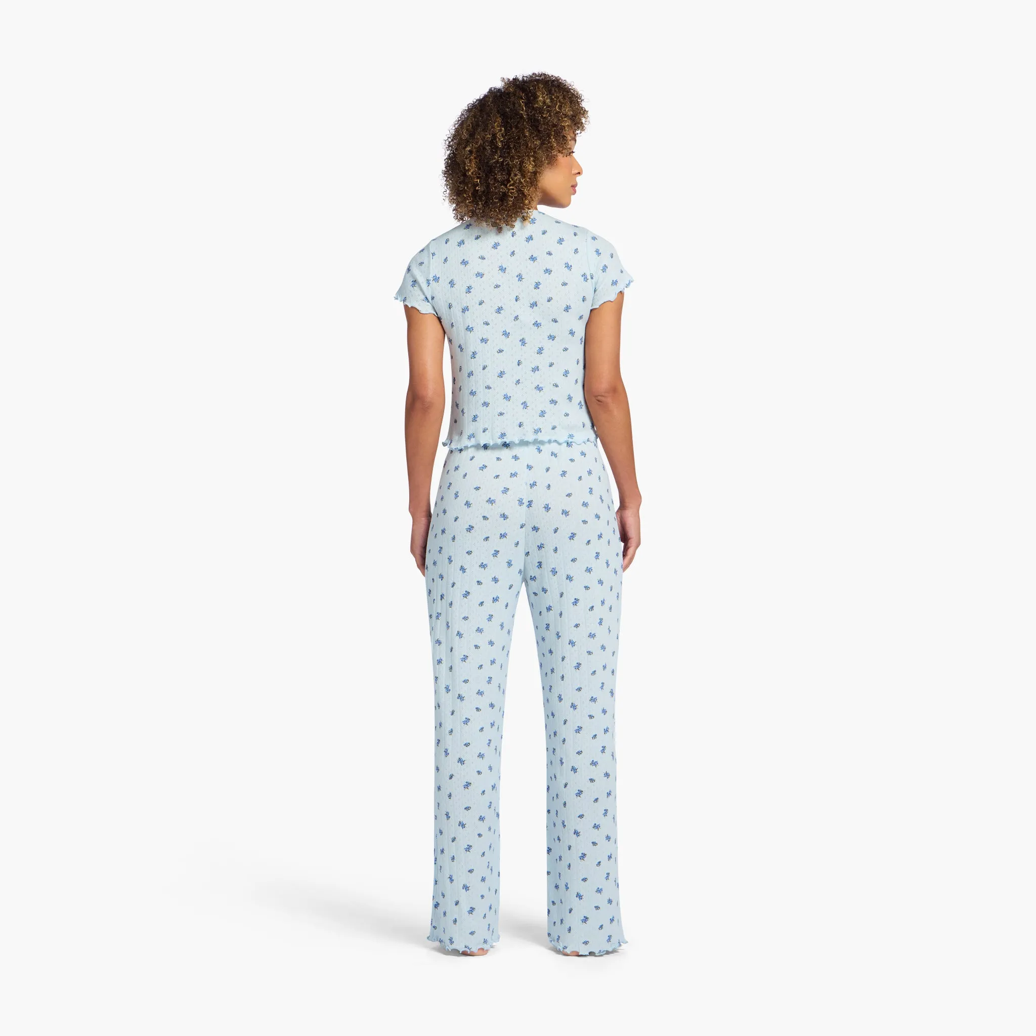 Pointelle Pajama Pant Set | Ditsy Blue sold by nuuds product image thumbnail 4