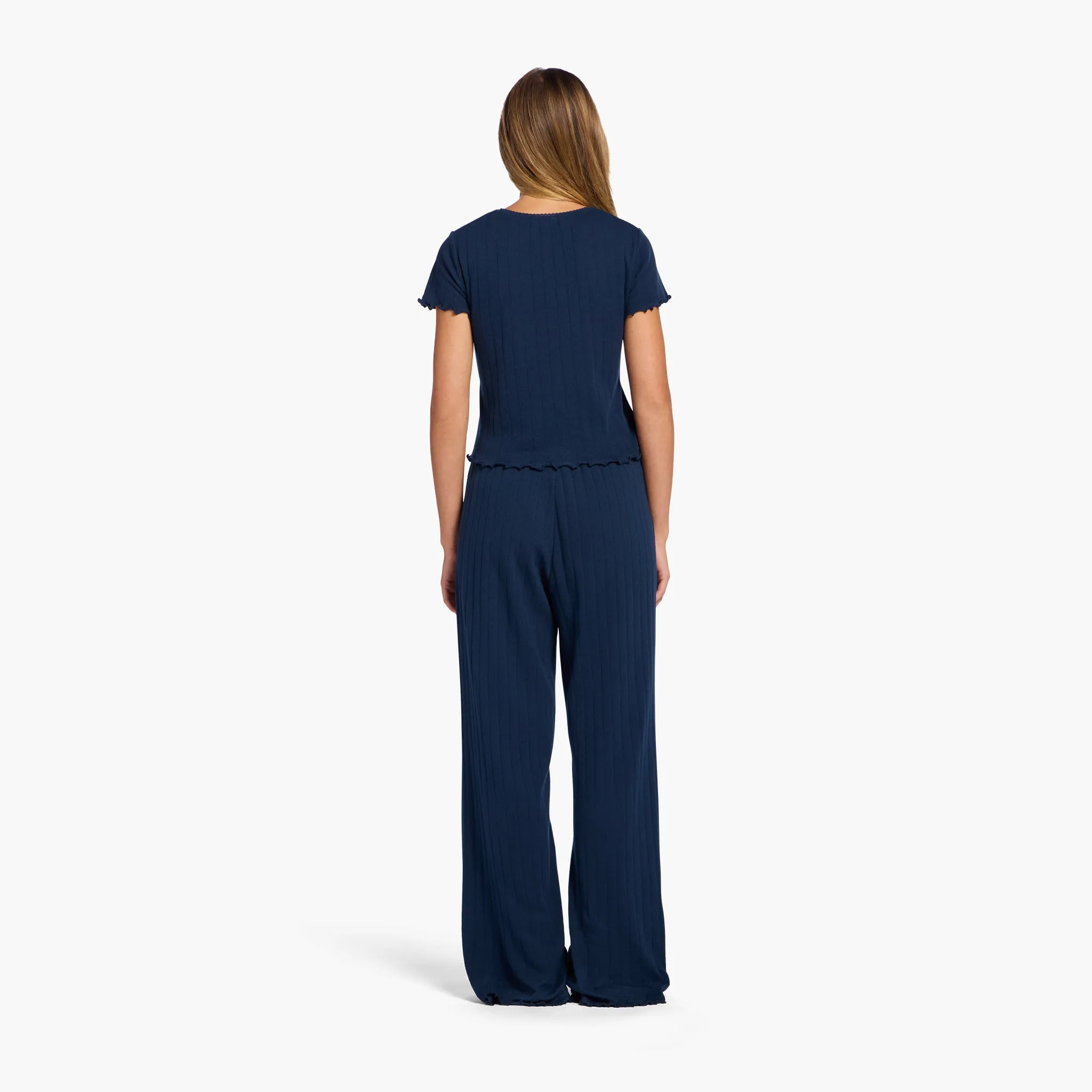 Pointelle Pajama Pant Set | Navy sold by nuuds product image thumbnail 4
