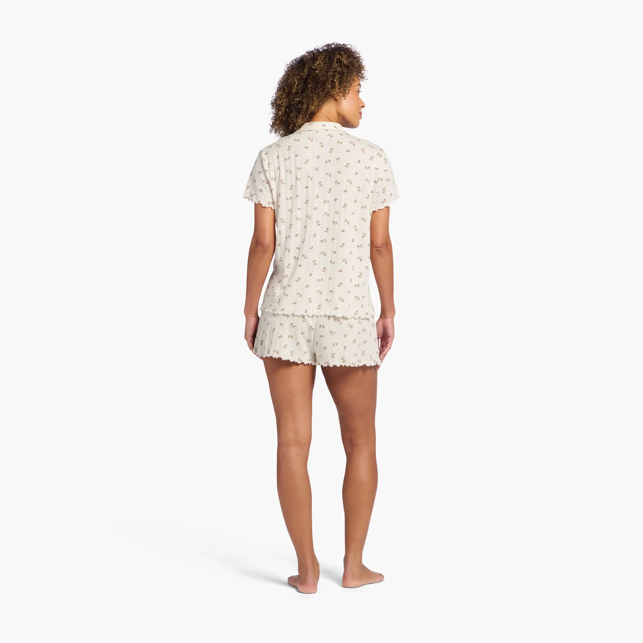 Pointelle Pajama Short Set | Ditsy Pearl sold by nuuds product image thumbnail 4