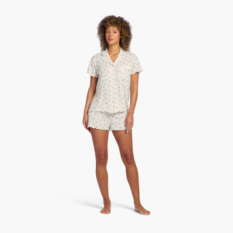 Pointelle Pajama Short Set | Ditsy Pearl sold by nuuds