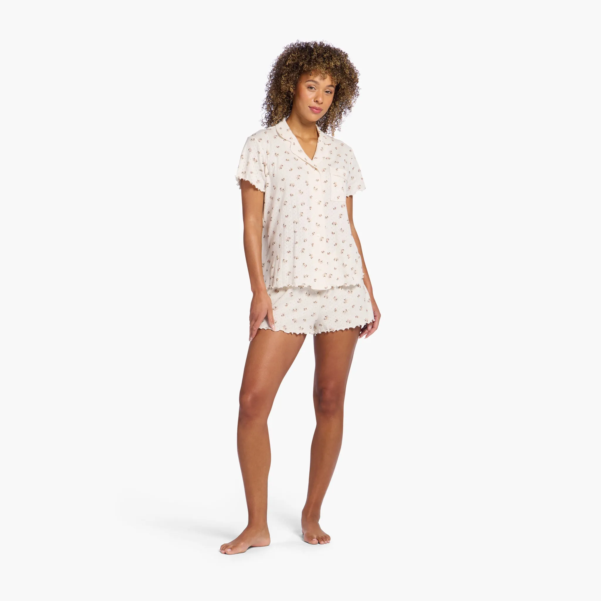 Pointelle Pajama Short Set | Ditsy Pearl sold by nuuds product image thumbnail 2
