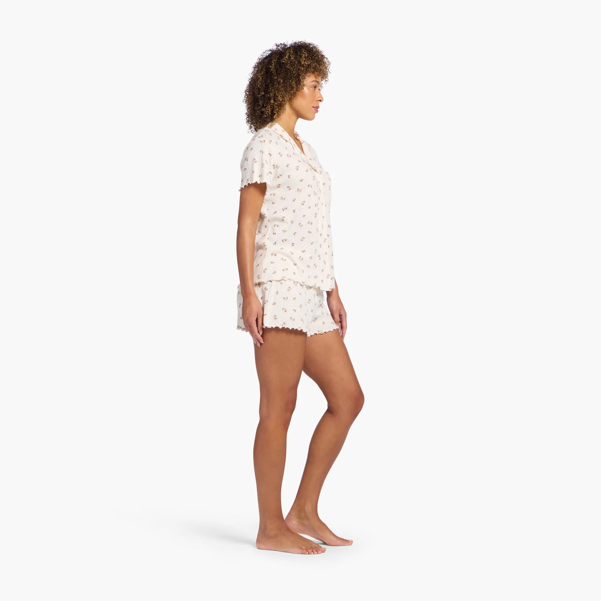 Pointelle Pajama Short Set | Ditsy Pearl sold by nuuds product image thumbnail 3