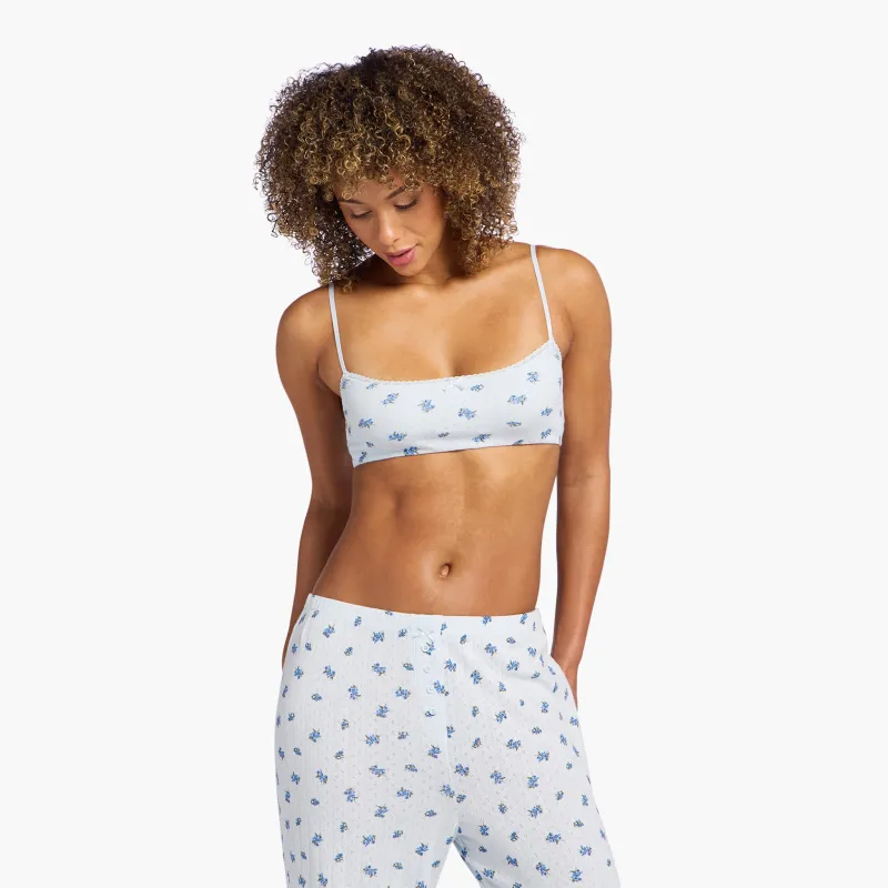 Pointelle Bralette | Ditsy Blue sold by nuuds