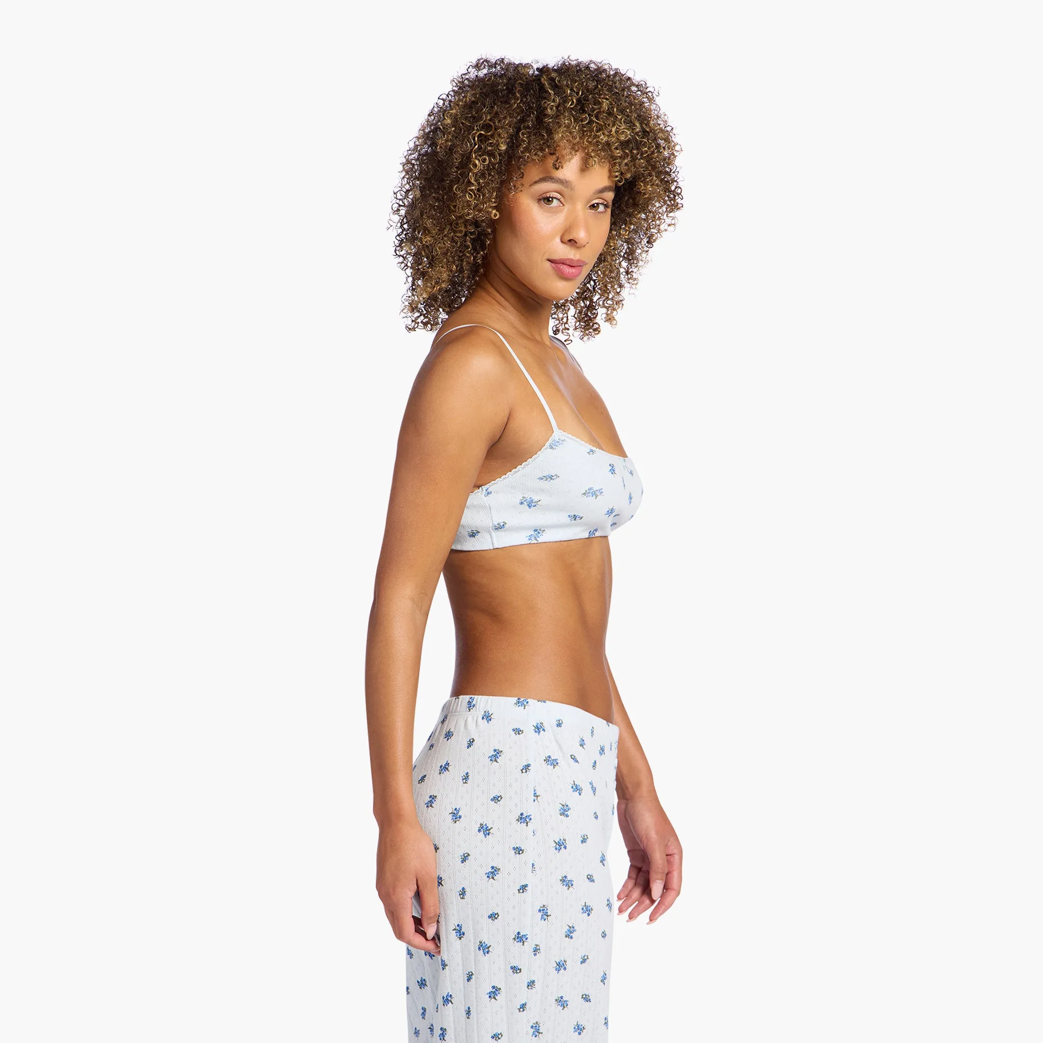 Pointelle Bralette | Ditsy Blue sold by nuuds product image thumbnail 3