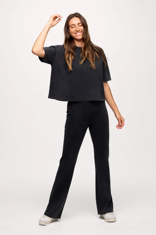 Ribbed Flare Set | Washed Black sold by nuuds