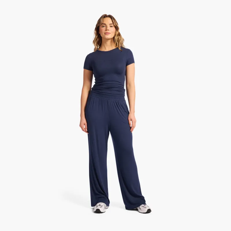 Slinky Rib Lounge Pant | Navy sold by nuuds