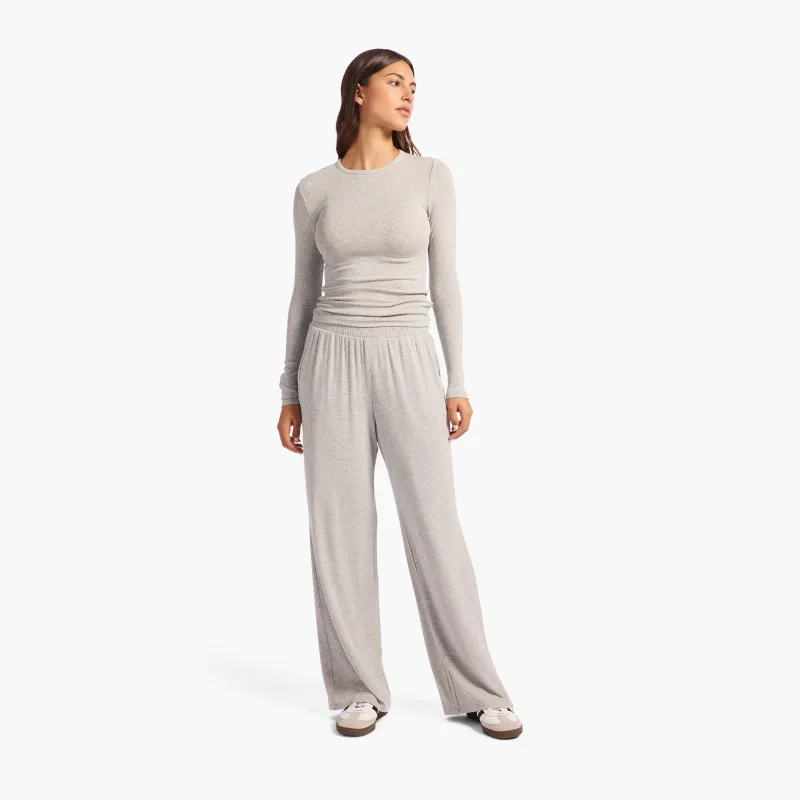 Slinky Rib Lounge Pant | Heather Grey sold by nuuds