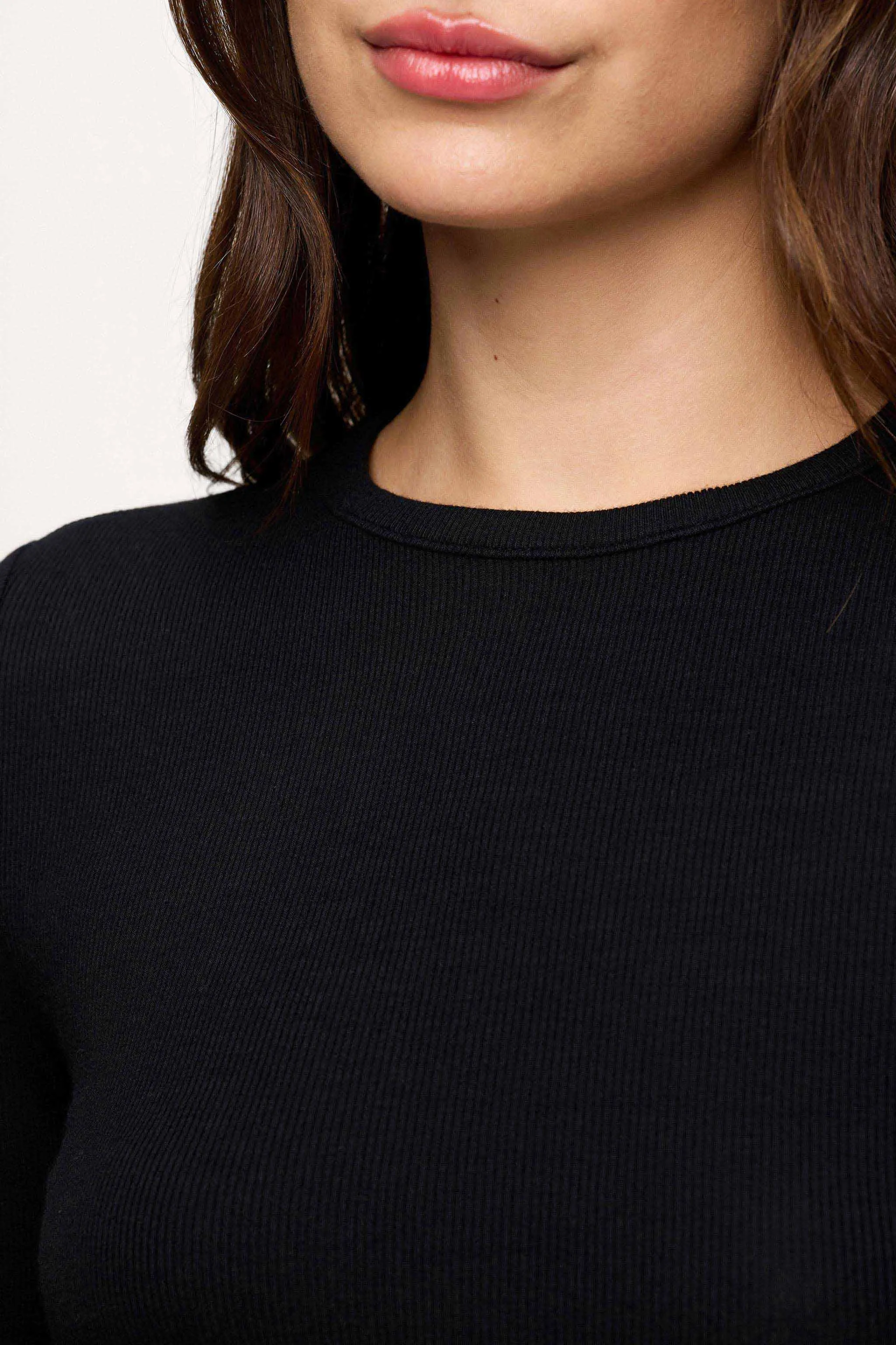Slinky Rib Long Sleeve Shirt | Black sold by nuuds product image thumbnail 4