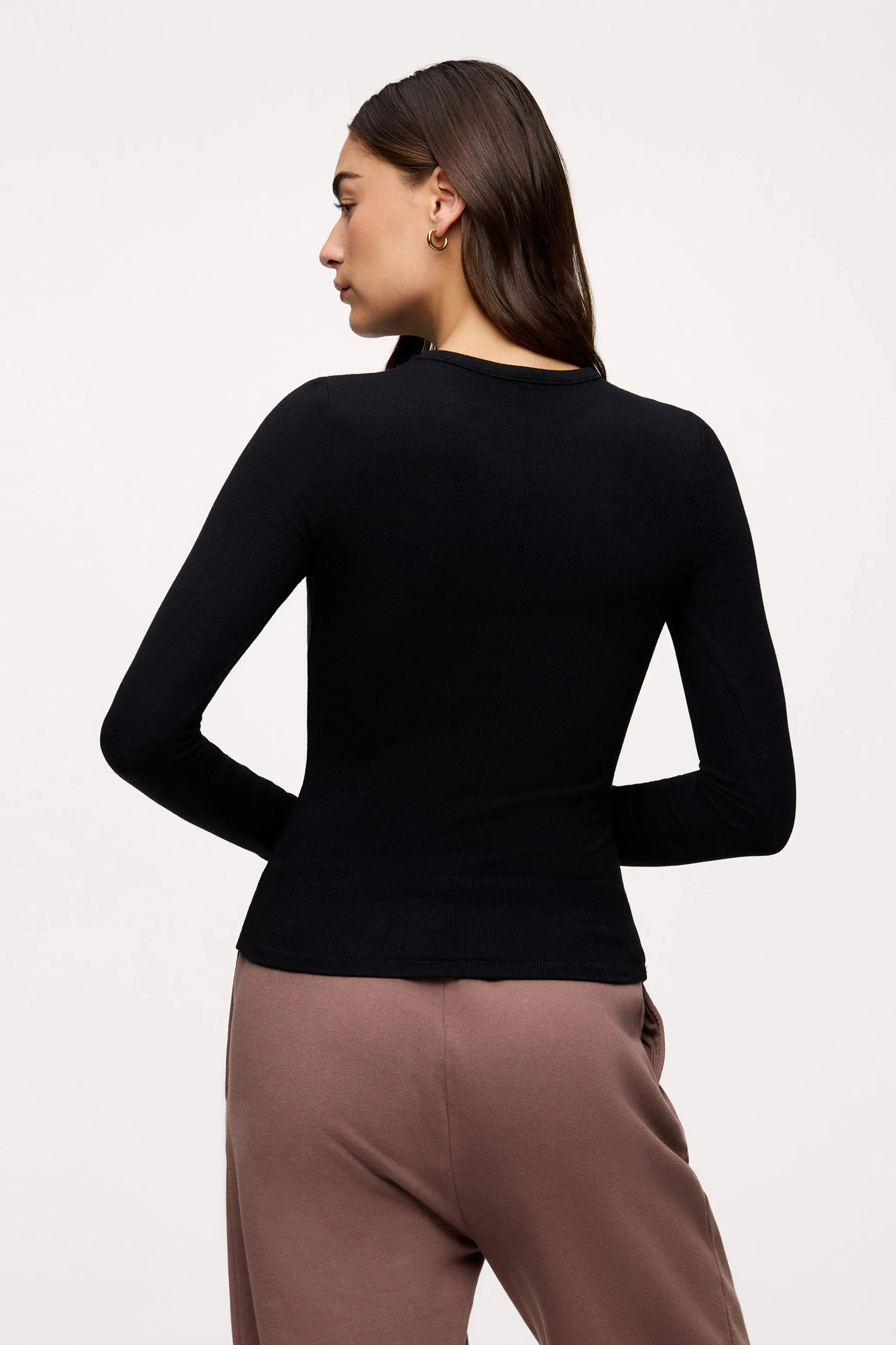 Slinky Rib Long Sleeve Shirt | Black sold by nuuds product image thumbnail 5