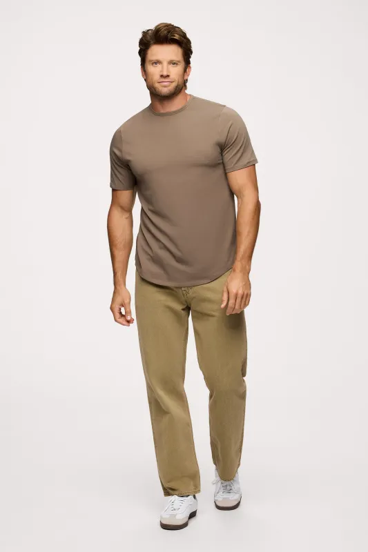 Freeform Curved Hem Tee | Mocha sold by nuuds