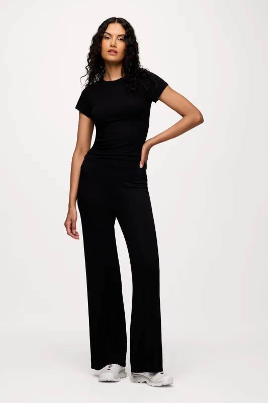 Slinky Rib Streamline Pant | Black sold by nuuds