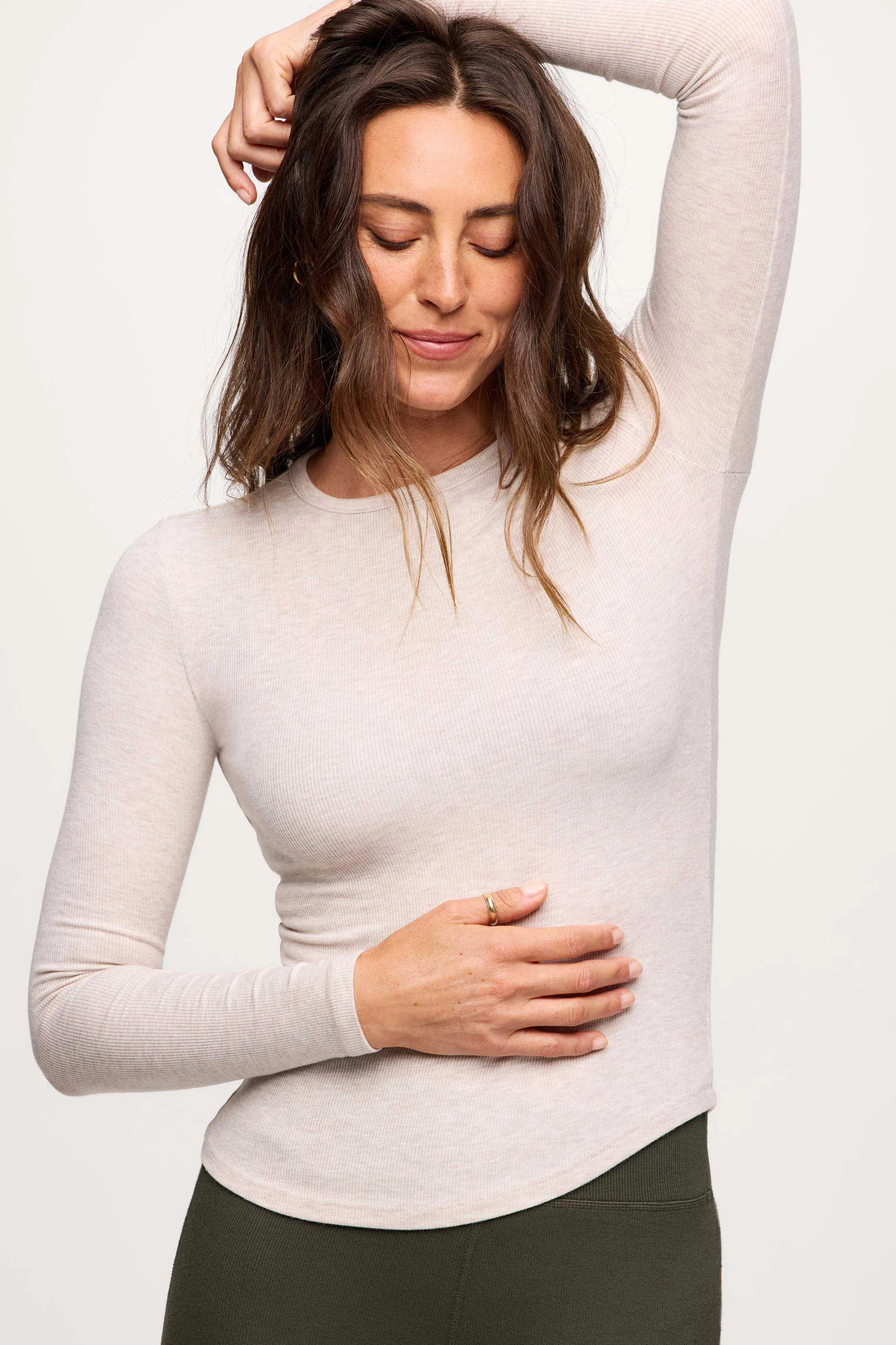 Slinky Rib Long Sleeve Shirt | Heather Fog sold by nuuds product image thumbnail 2