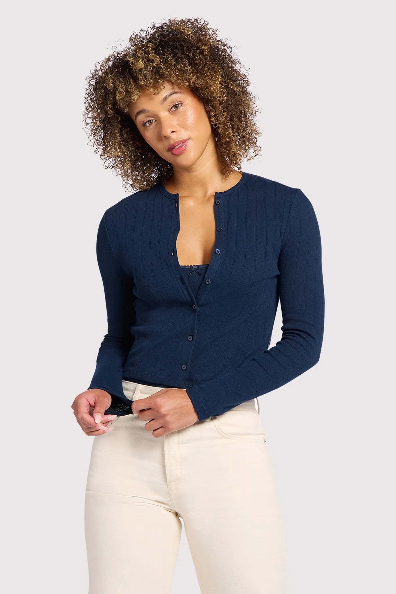 Pointelle Cardigan sold by nuuds product image thumbnail 3