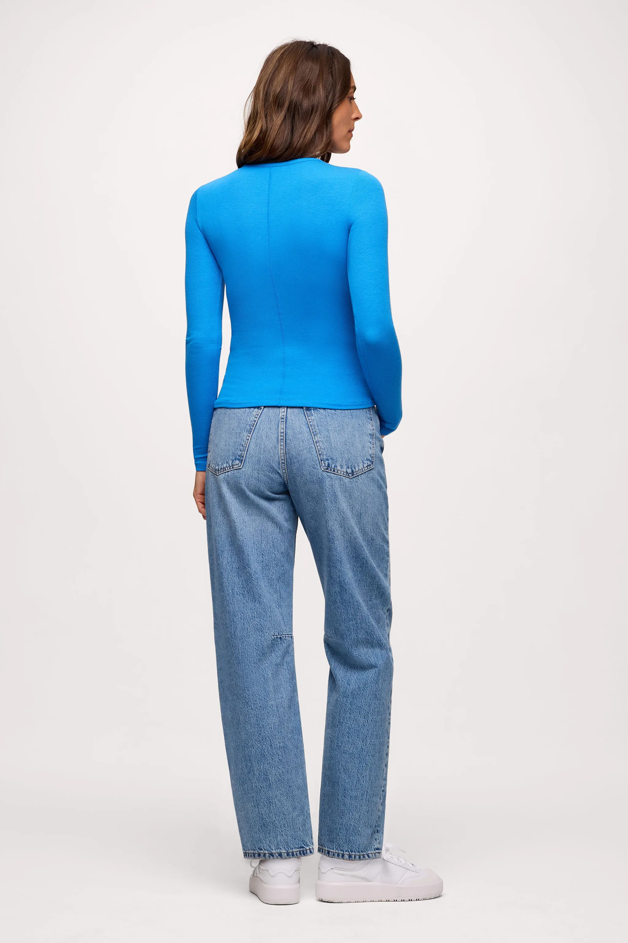 Slinky Rib Long Sleeve Shirt | Cobalt sold by nuuds product image thumbnail 5