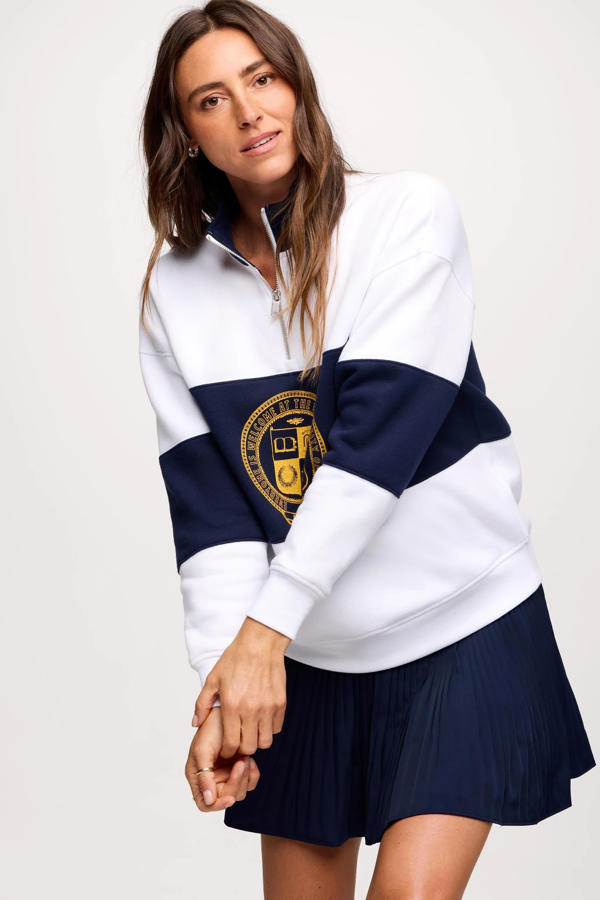 Campus Quarter-Zip | White/Navy sold by nuuds product image thumbnail 2