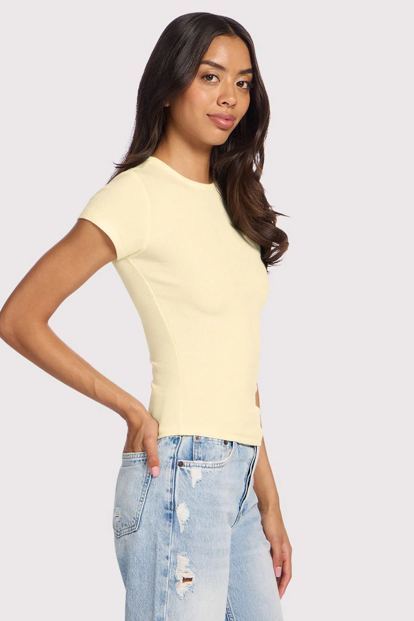 Slinky Rib Tee | Butter sold by nuuds product image thumbnail 3