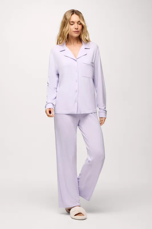 Long Sleeve Button-Up Pajama Shirt | Lilac sold by nuuds