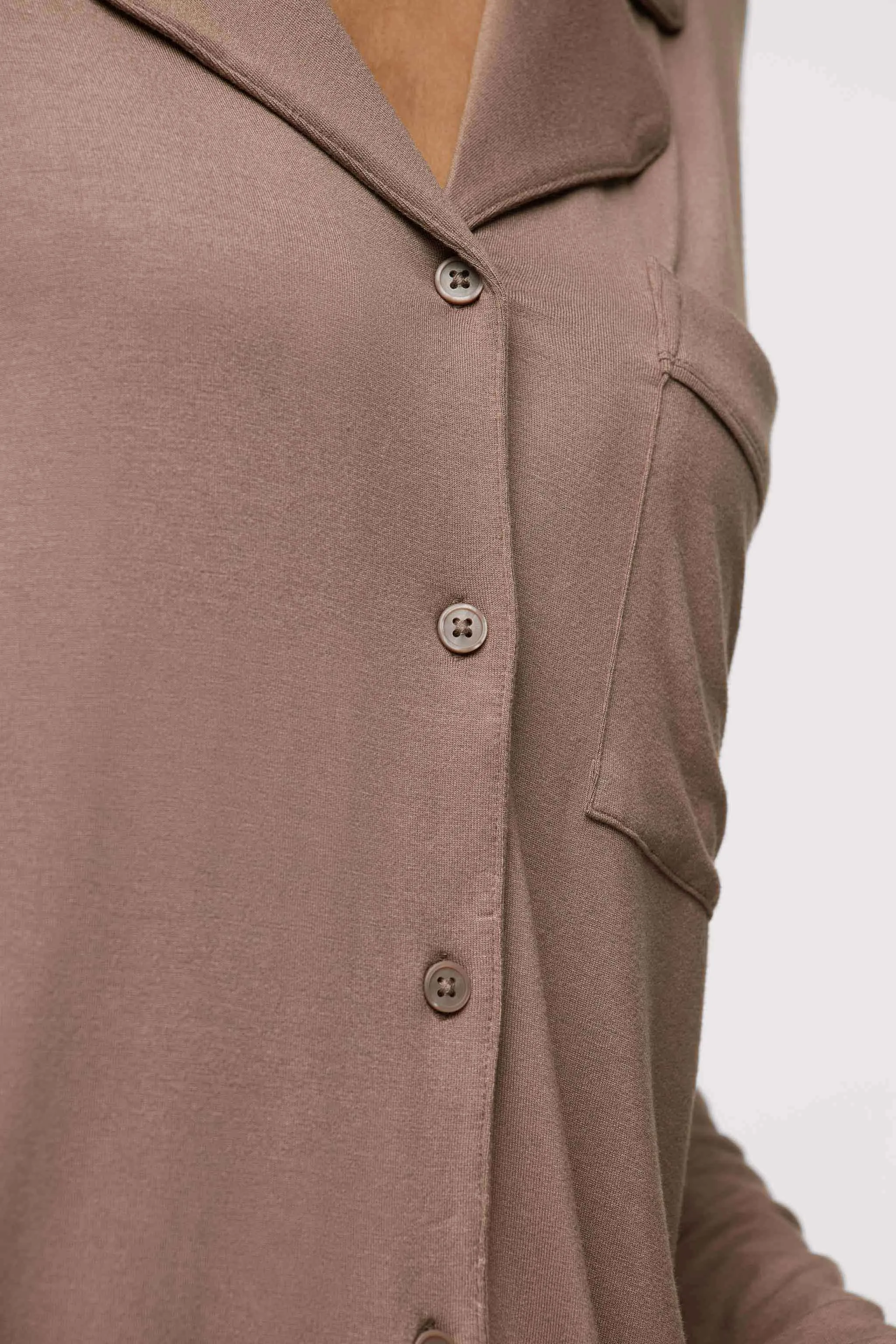 Long Sleeve Button-Up Pajama Shirt | Cocoa sold by nuuds product image thumbnail 3
