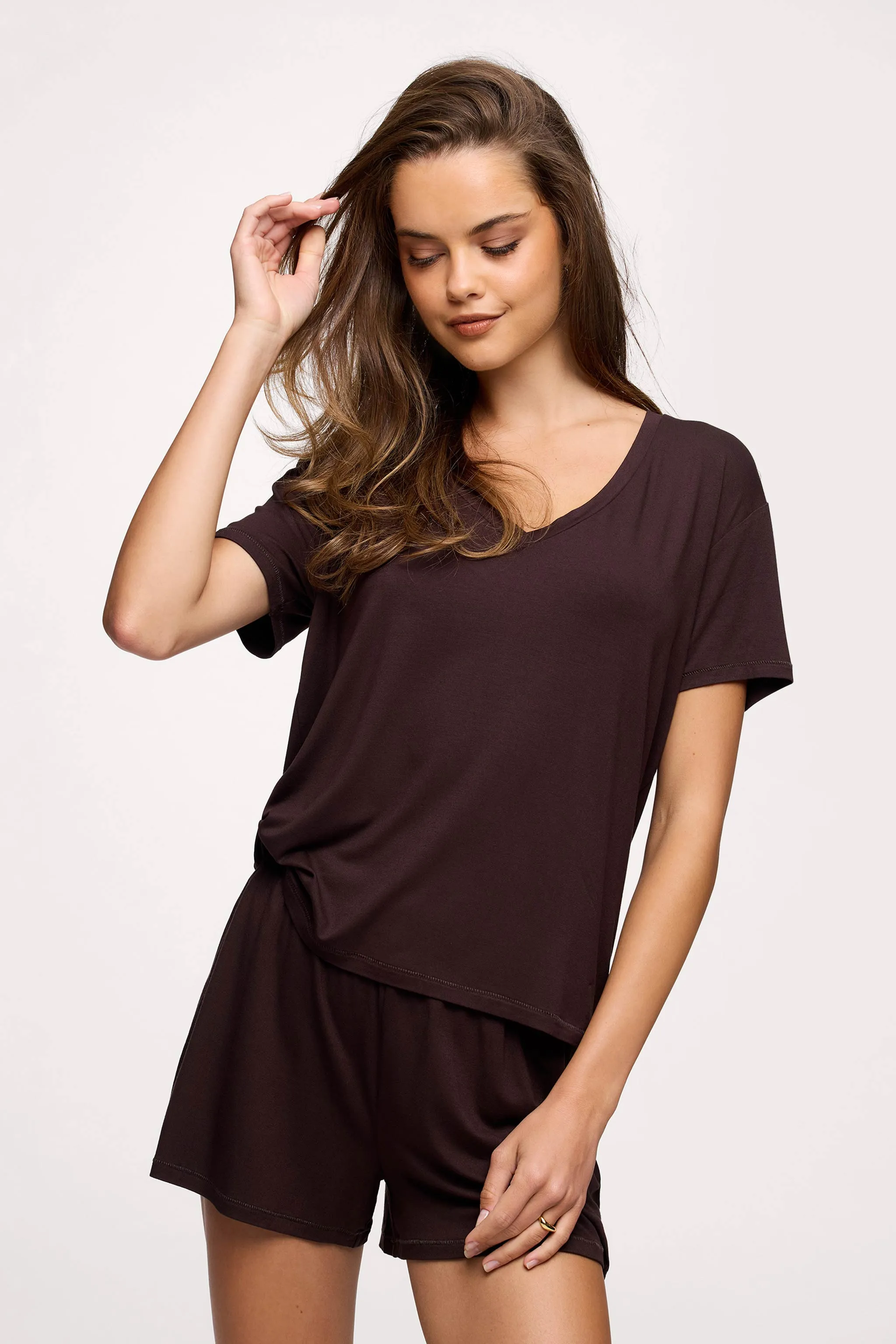 V-Neck Pajama Tee | Espresso sold by nuuds product image thumbnail 2