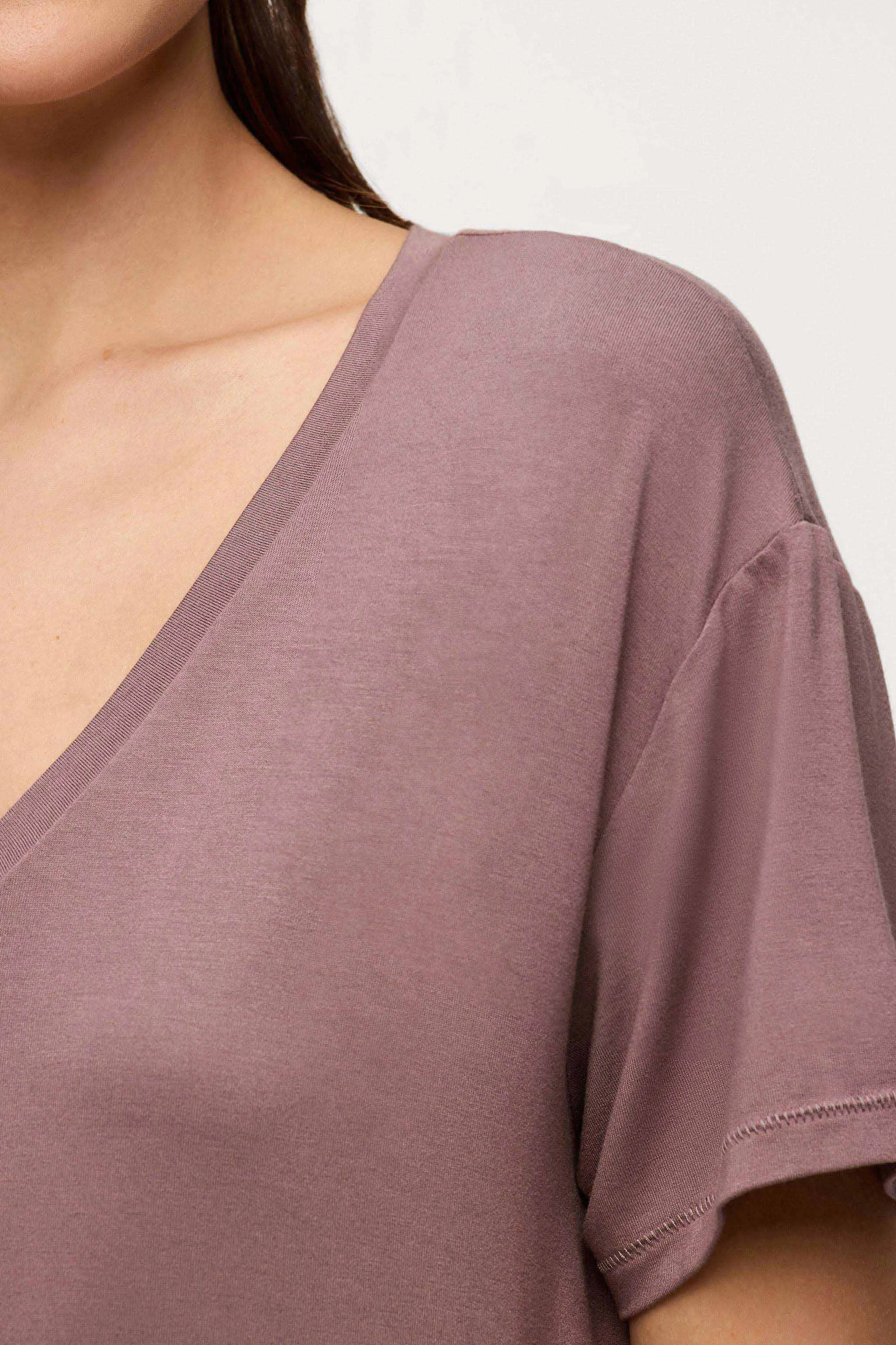 V-Neck Pajama Tee | Cocoa sold by nuuds product image thumbnail 3