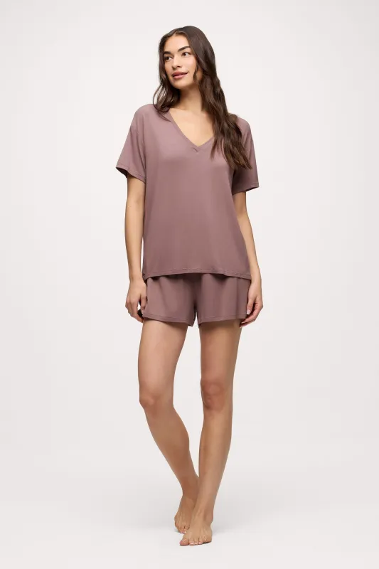 V-Neck Pajama Tee | Cocoa sold by nuuds