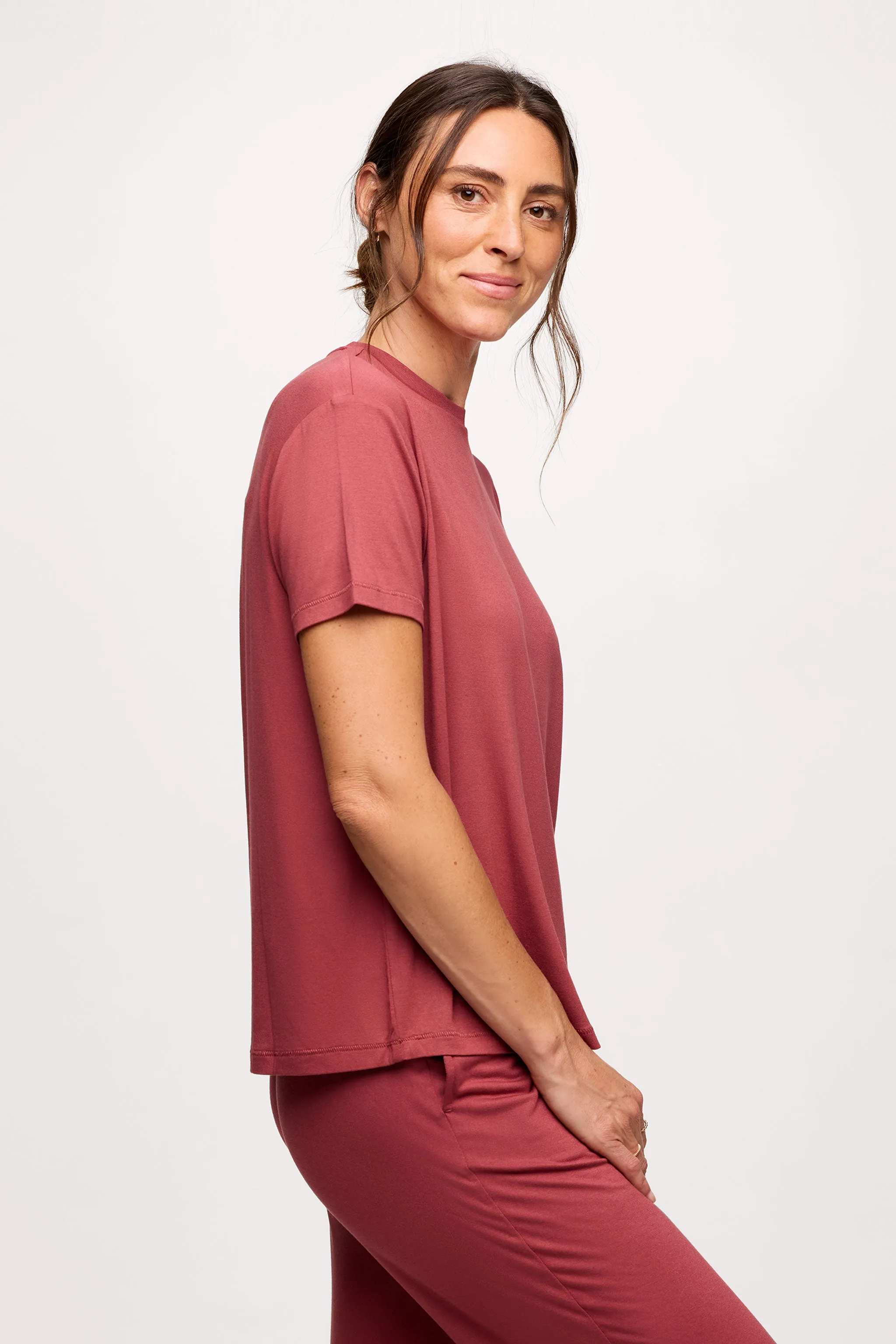 Boyfriend Pajama Tee | Mauve sold by nuuds product image thumbnail 4