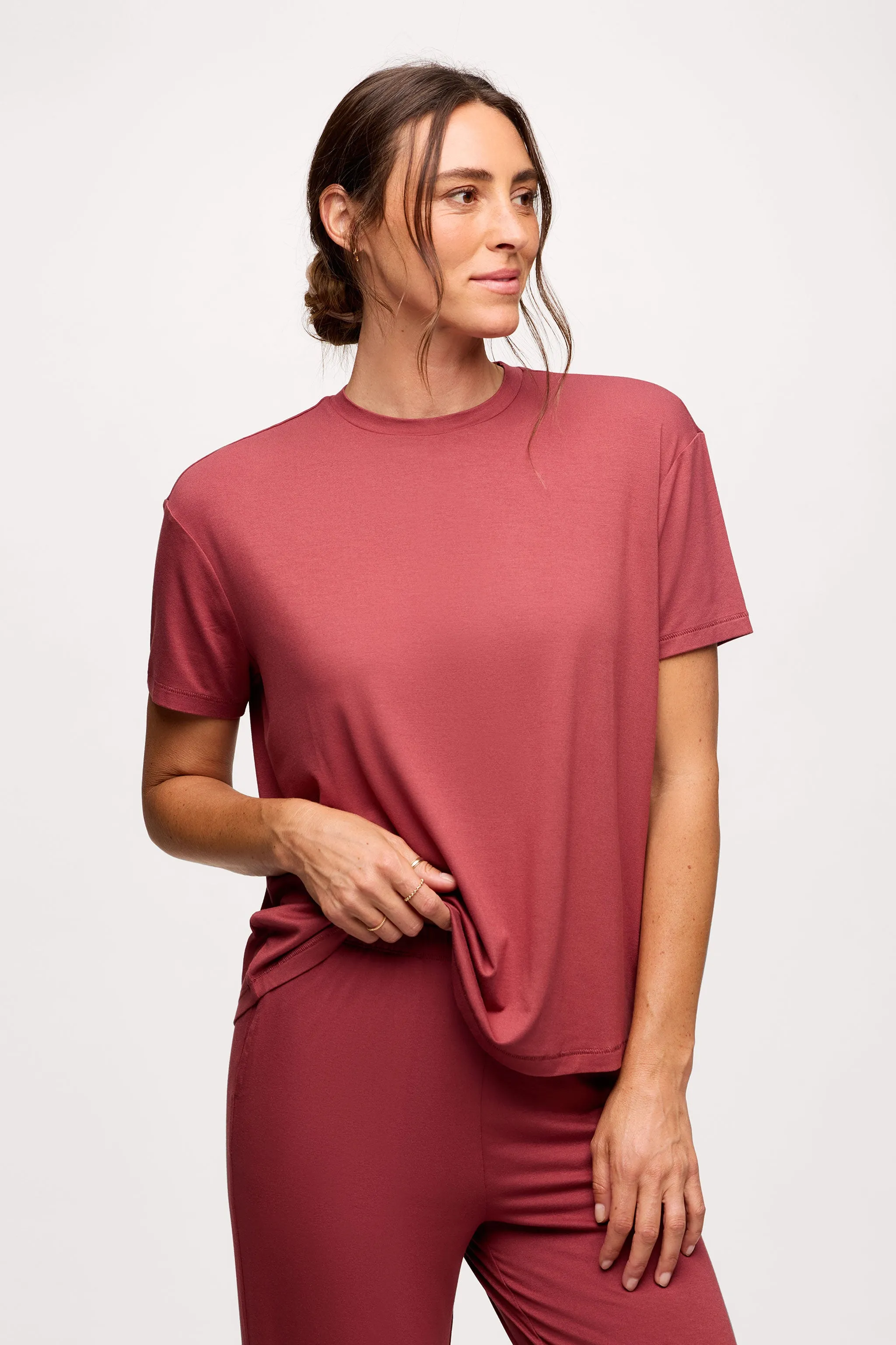 Boyfriend Pajama Tee | Mauve sold by nuuds product image thumbnail 2