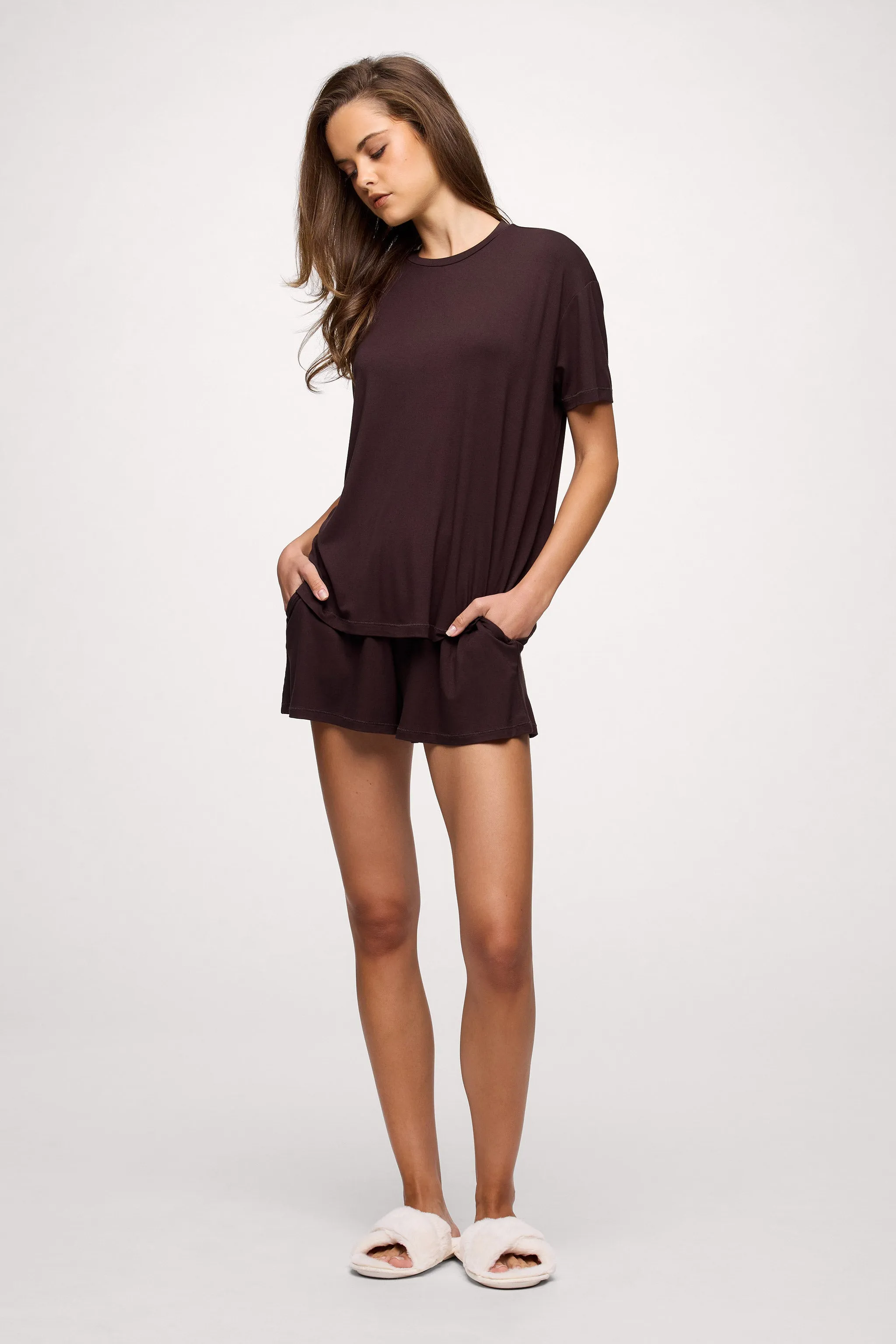 Boyfriend Pajama Tee | Espresso sold by nuuds