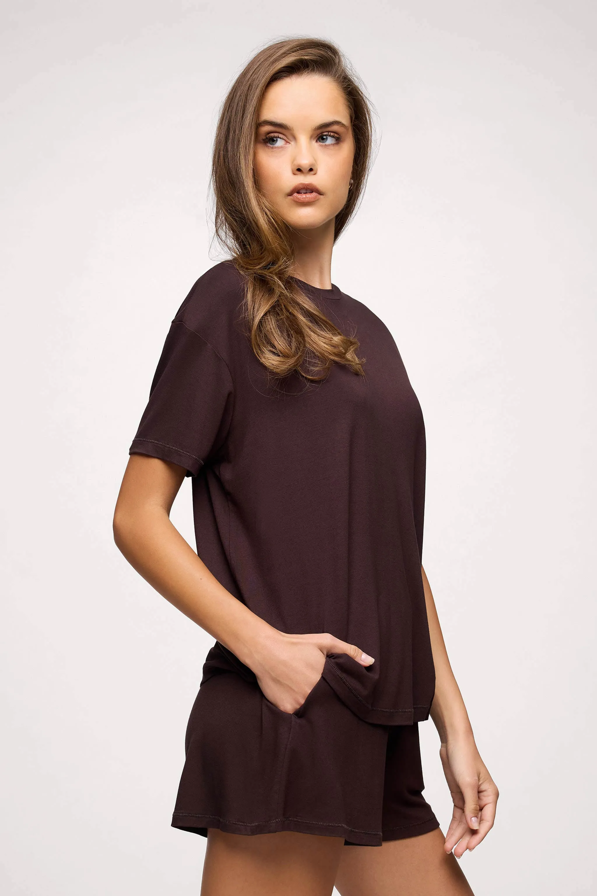 Boyfriend Pajama Tee | Espresso sold by nuuds product image thumbnail 4