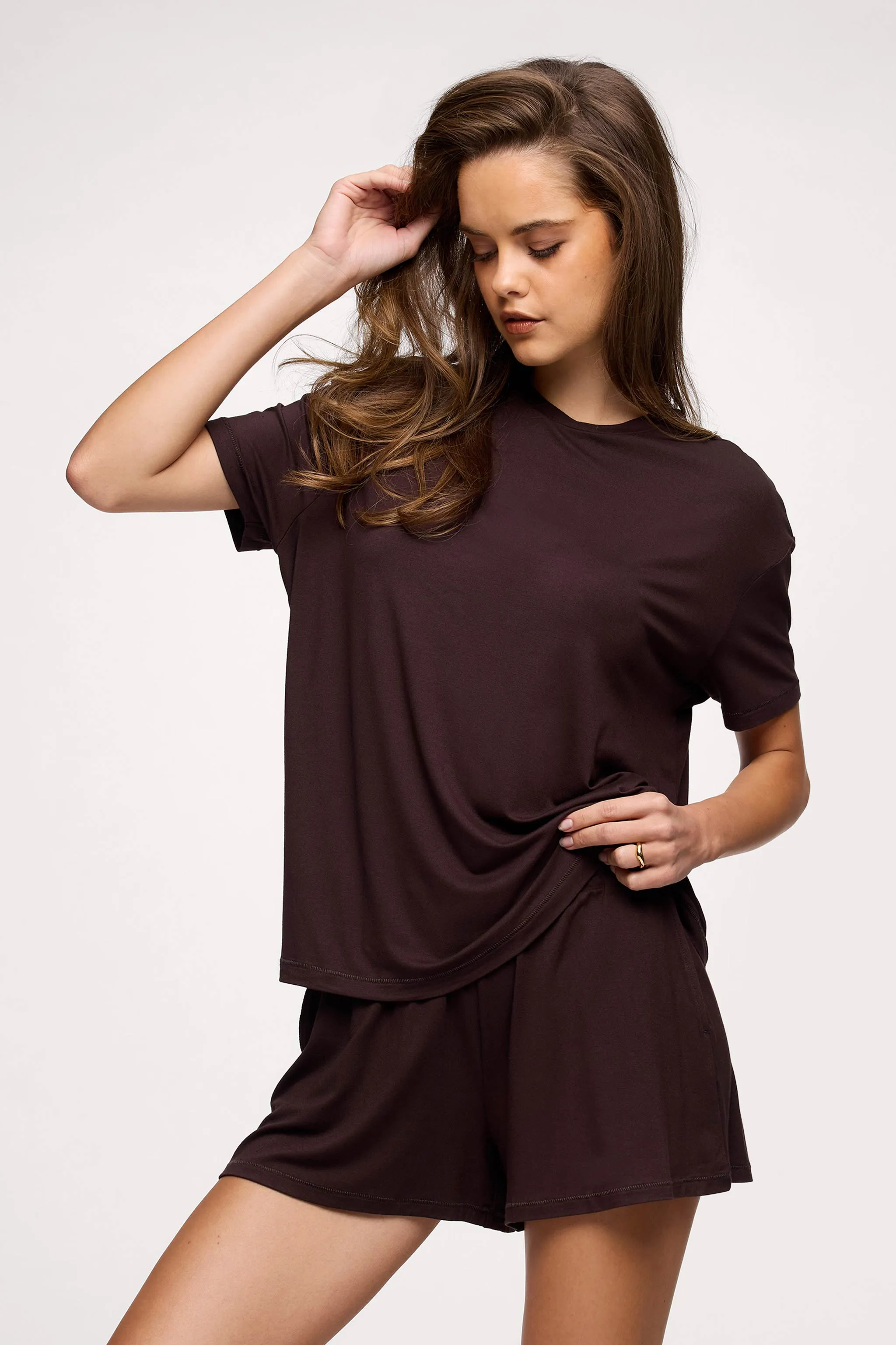 Boyfriend Pajama Tee | Espresso sold by nuuds product image thumbnail 2