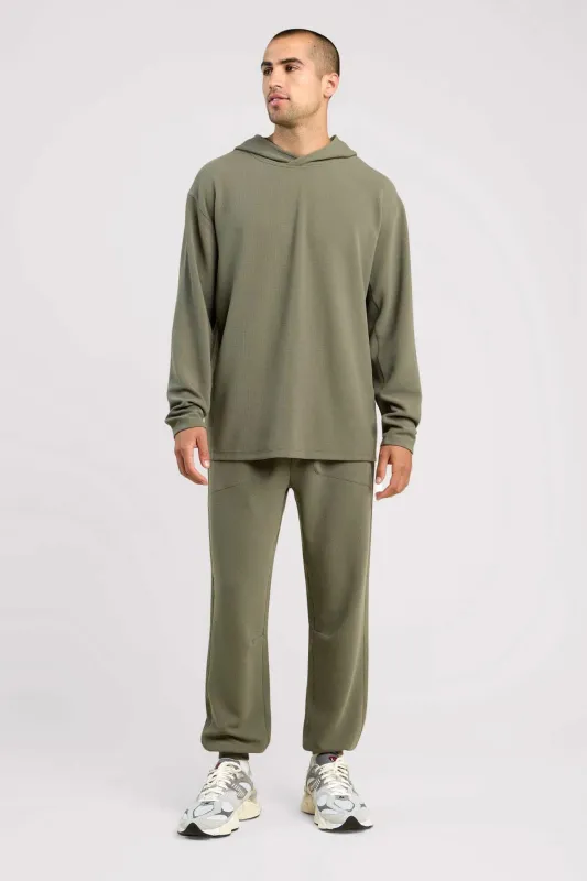 Performance Waffle Hoodie | Olive sold by nuuds
