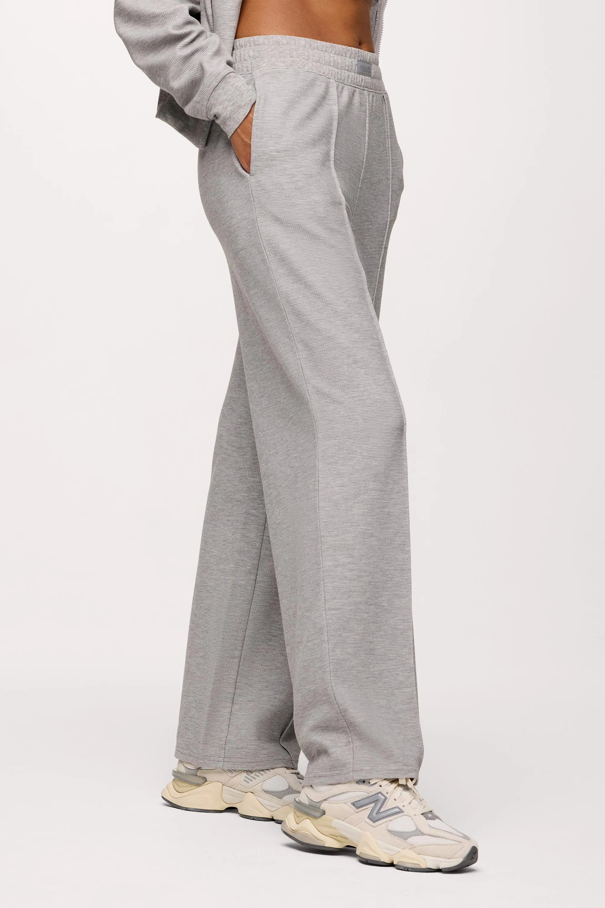 Performance Waffle Wide Leg Pant | Heather Grey sold by nuuds product image thumbnail 2