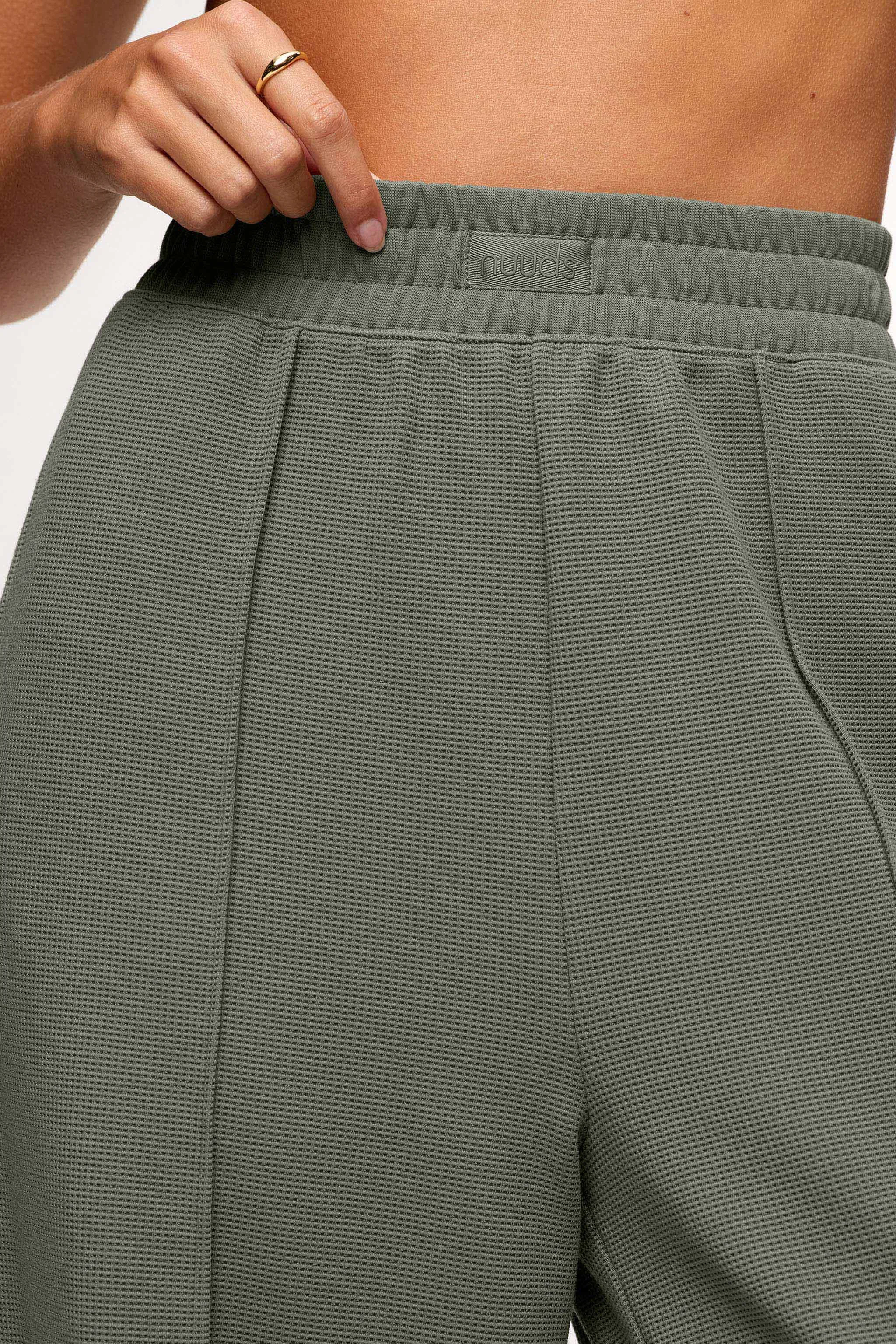 Performance Waffle Wide Leg Pant | Olive sold by nuuds product image thumbnail 4