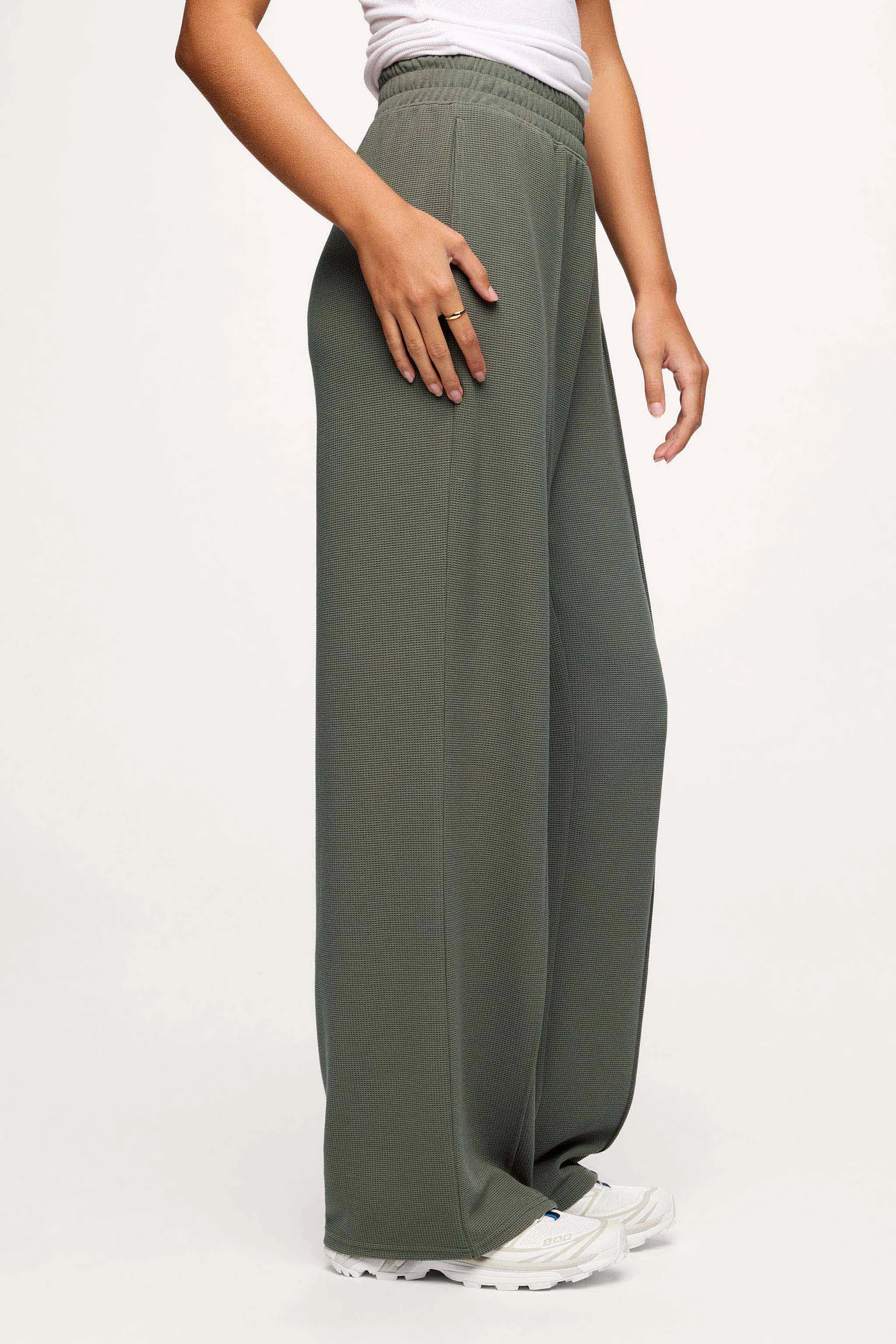 Performance Waffle Wide Leg Pant | Olive sold by nuuds product image thumbnail 3