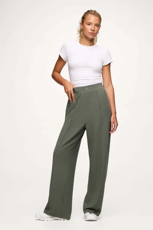Performance Waffle Wide Leg Pant | Olive sold by nuuds