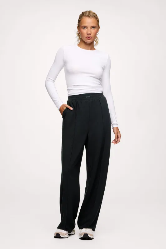 Performance Waffle Wide Leg Pant | Black sold by nuuds