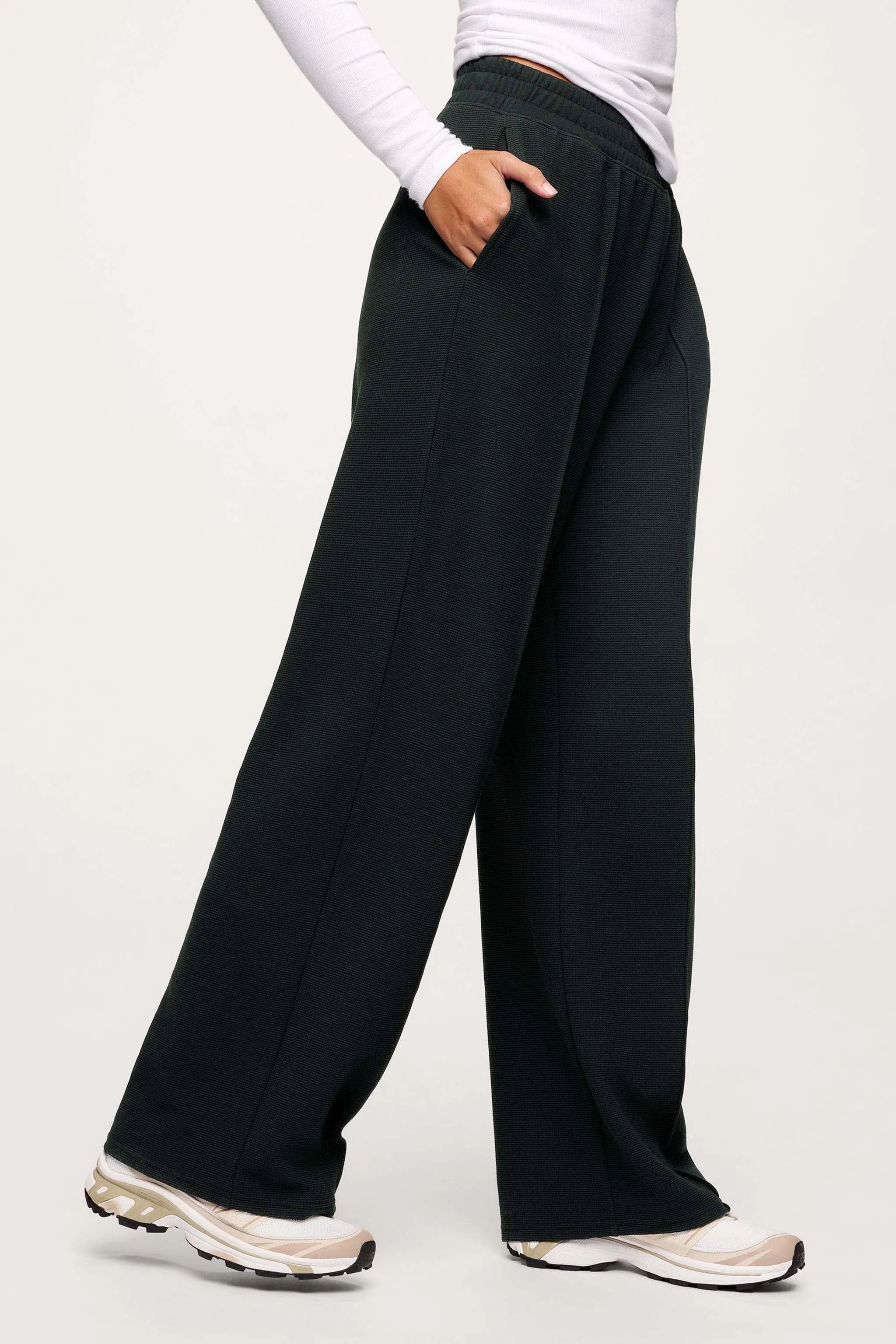 Performance Waffle Wide Leg Pant | Black sold by nuuds product image thumbnail 3