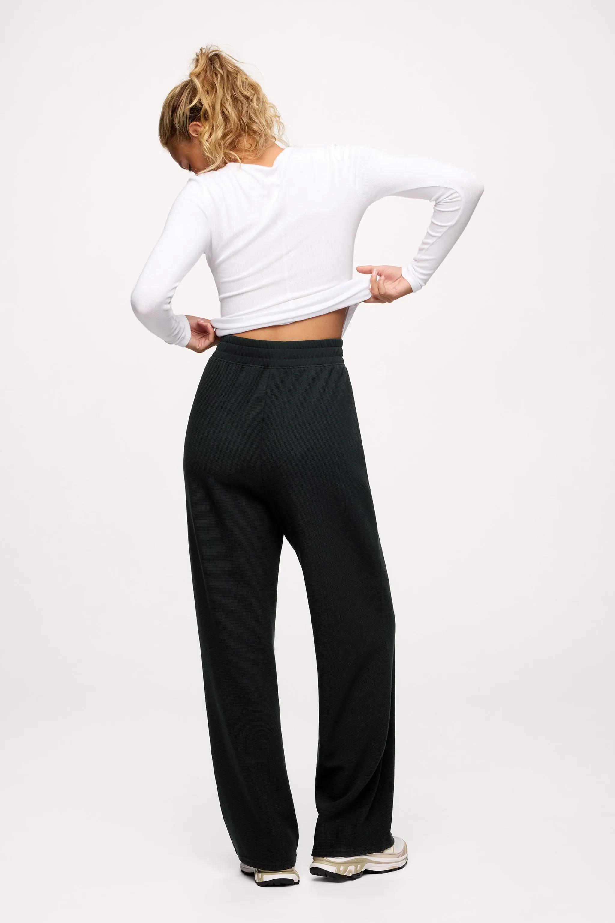 Performance Waffle Wide Leg Pant | Black sold by nuuds product image thumbnail 5