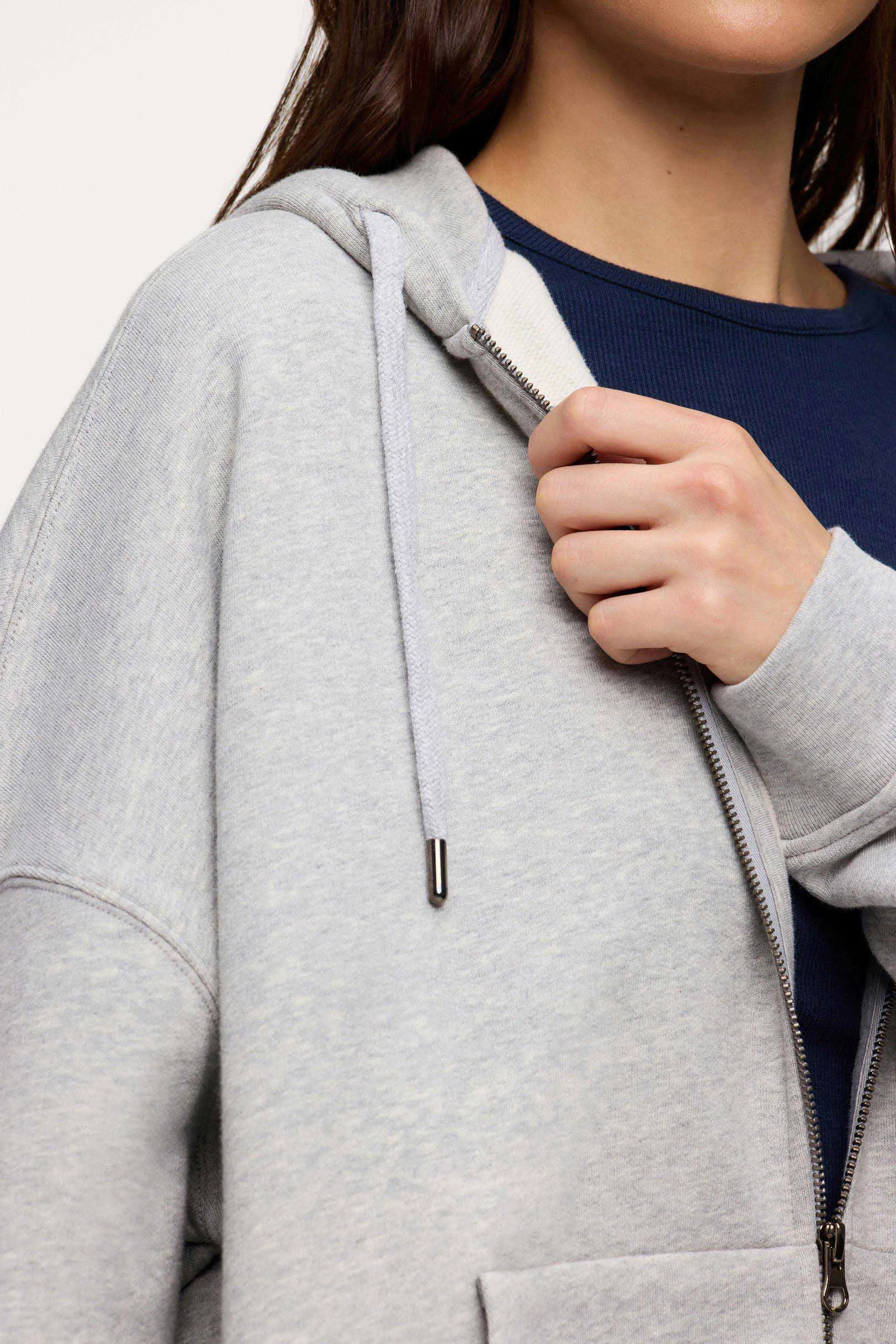 Core Fleece Two Way Zip Hoodie | Heather Grey sold by nuuds product image thumbnail 4