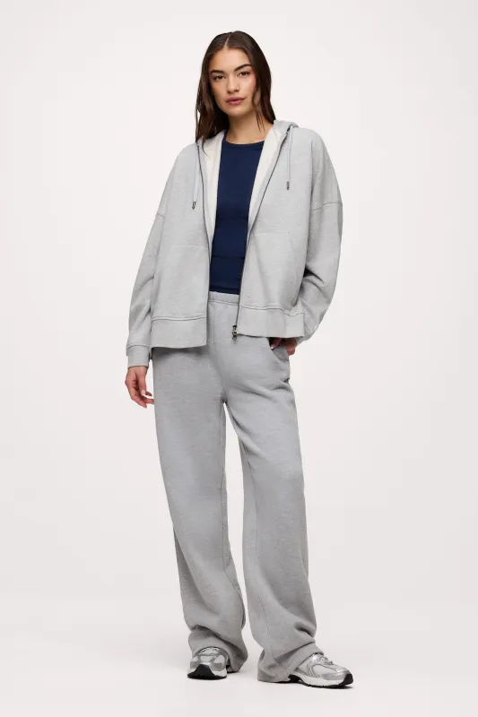 Core Fleece Two Way Zip Hoodie | Heather Grey sold by nuuds