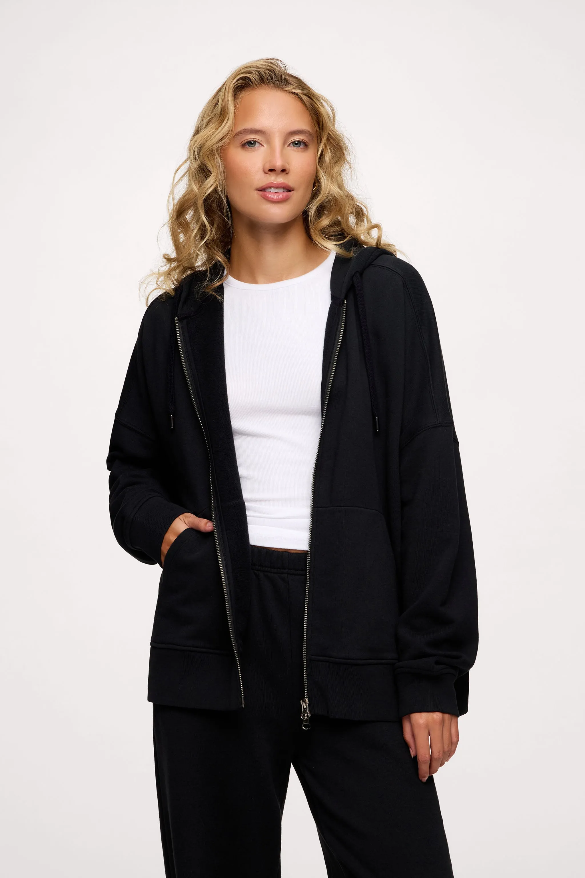 Core Fleece Two Way Zip Hoodie | Black sold by nuuds product image thumbnail 2