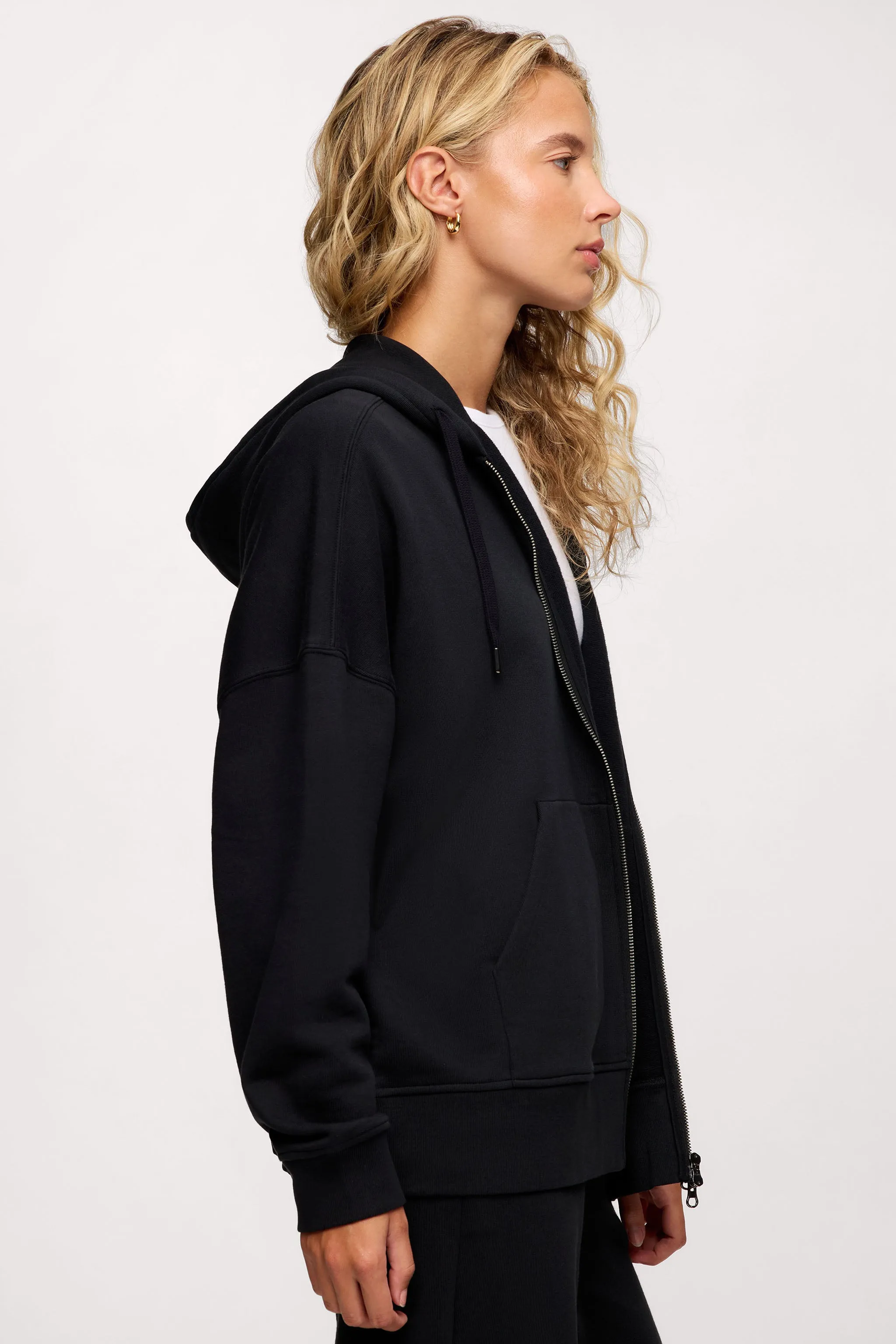 Core Fleece Two Way Zip Hoodie | Black sold by nuuds product image thumbnail 3