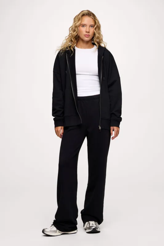 Core Fleece Two Way Zip Hoodie | Black sold by nuuds