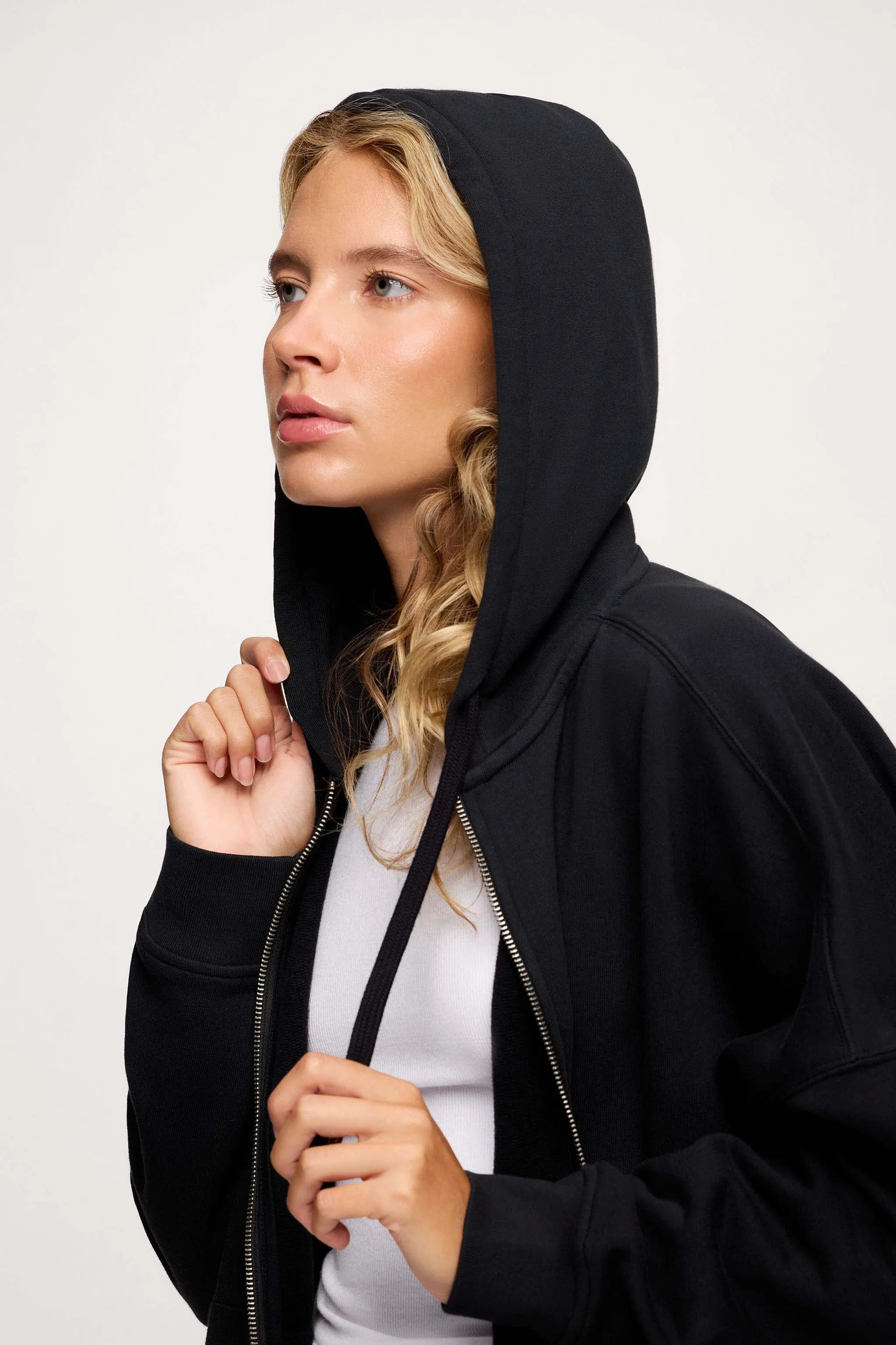 Core Fleece Two Way Zip Hoodie | Black sold by nuuds product image thumbnail 4