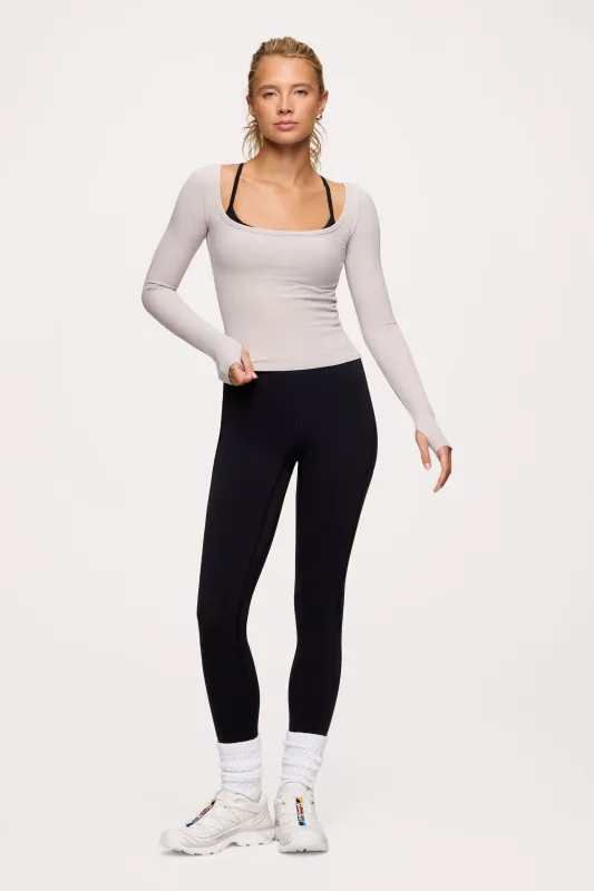 Sporty Rib Portrait Long Sleeve Top | Fog sold by nuuds